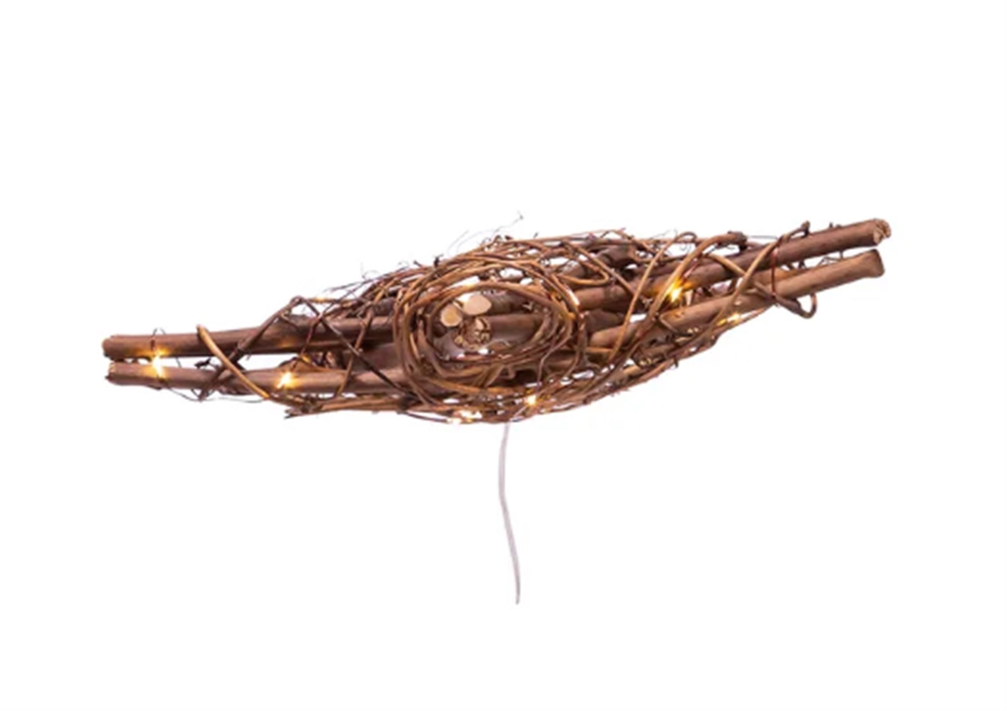 Kurt Adler Natural Rattan Star Treetop with 20 Warm White Fairy LED Lights, 10"