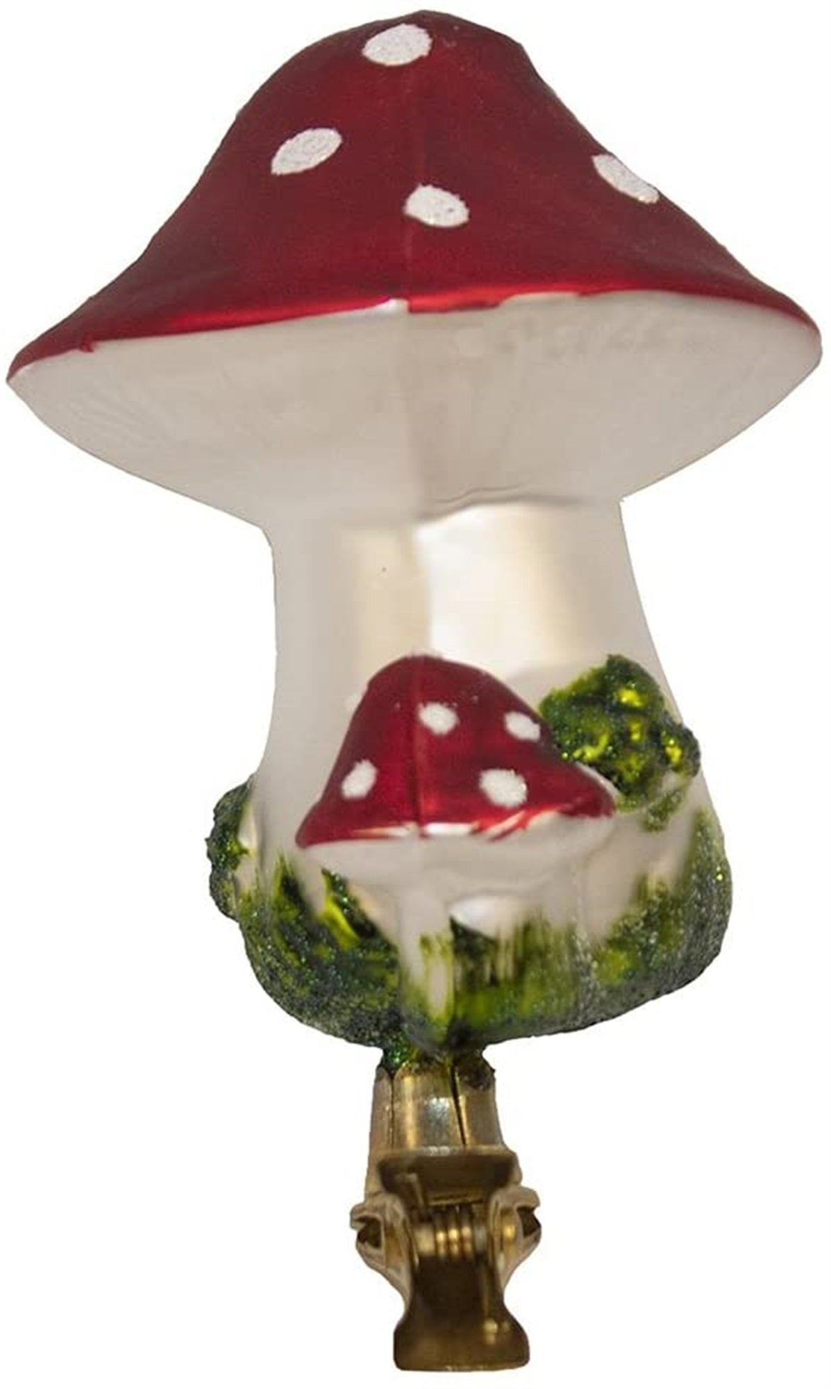 Kurt Adler Mushroom Clip-On Glass Ornaments, 2-Piece Box Set