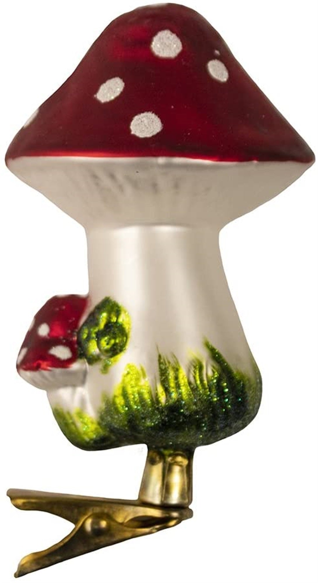 Kurt Adler Mushroom Clip-On Glass Ornaments, 2-Piece Box Set