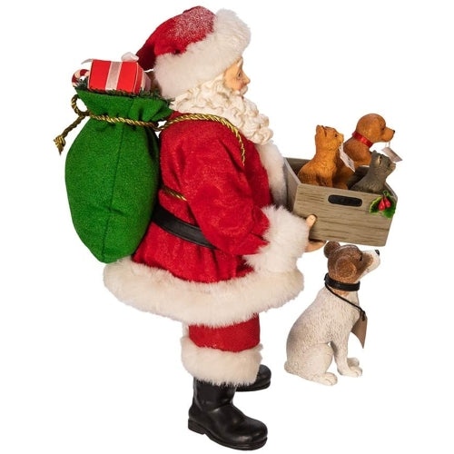 Kurt Adler Fabriche Tabletop Christmas Figurine, Adopt-A-Pet Santa with Dog, 10.5" (2-Piece Set)