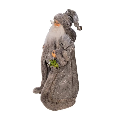 Kurt Adler Kringle Klaus Tabletop Figurine Collection, Silver Santa with Sack, 18"
