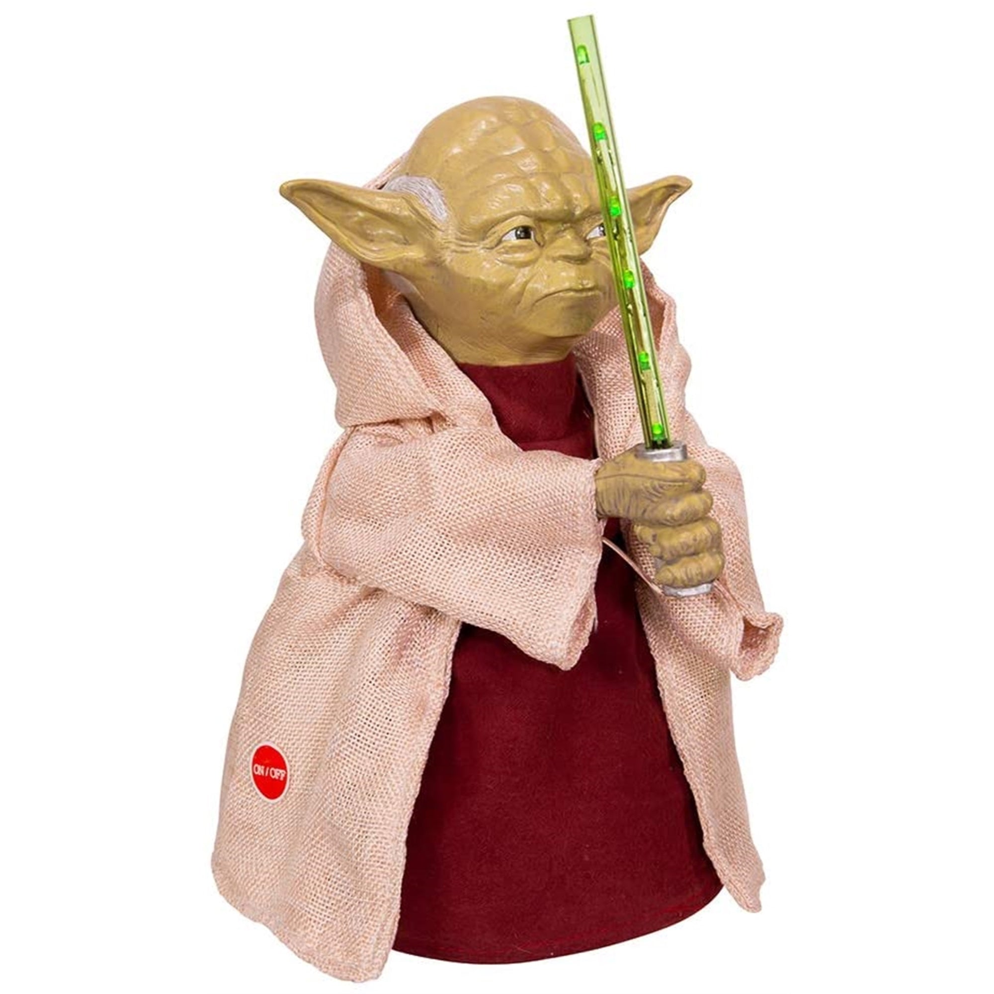 Kurt Adler Battery Operated Star Wars Yoda with LED Light Saber Tree Topper, 12"