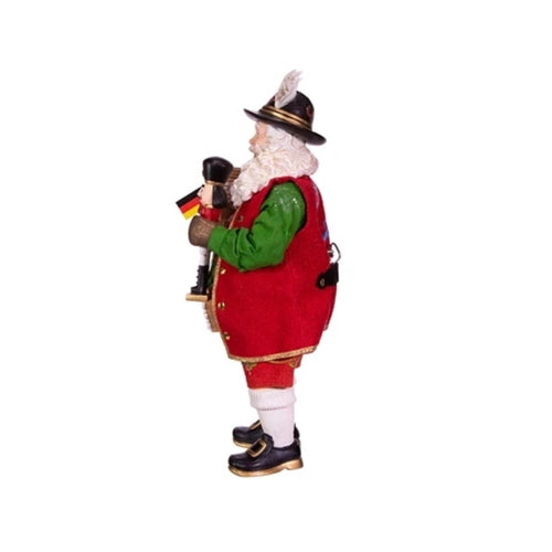 Kurt Adler Fabriche Collection, Wind-Up Musical German Santa, Plays “O Christmas Tree“ — 11"