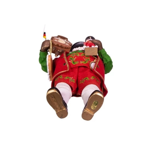 Kurt Adler Fabriche Collection, Wind-Up Musical German Santa, Plays “O Christmas Tree“ — 11"