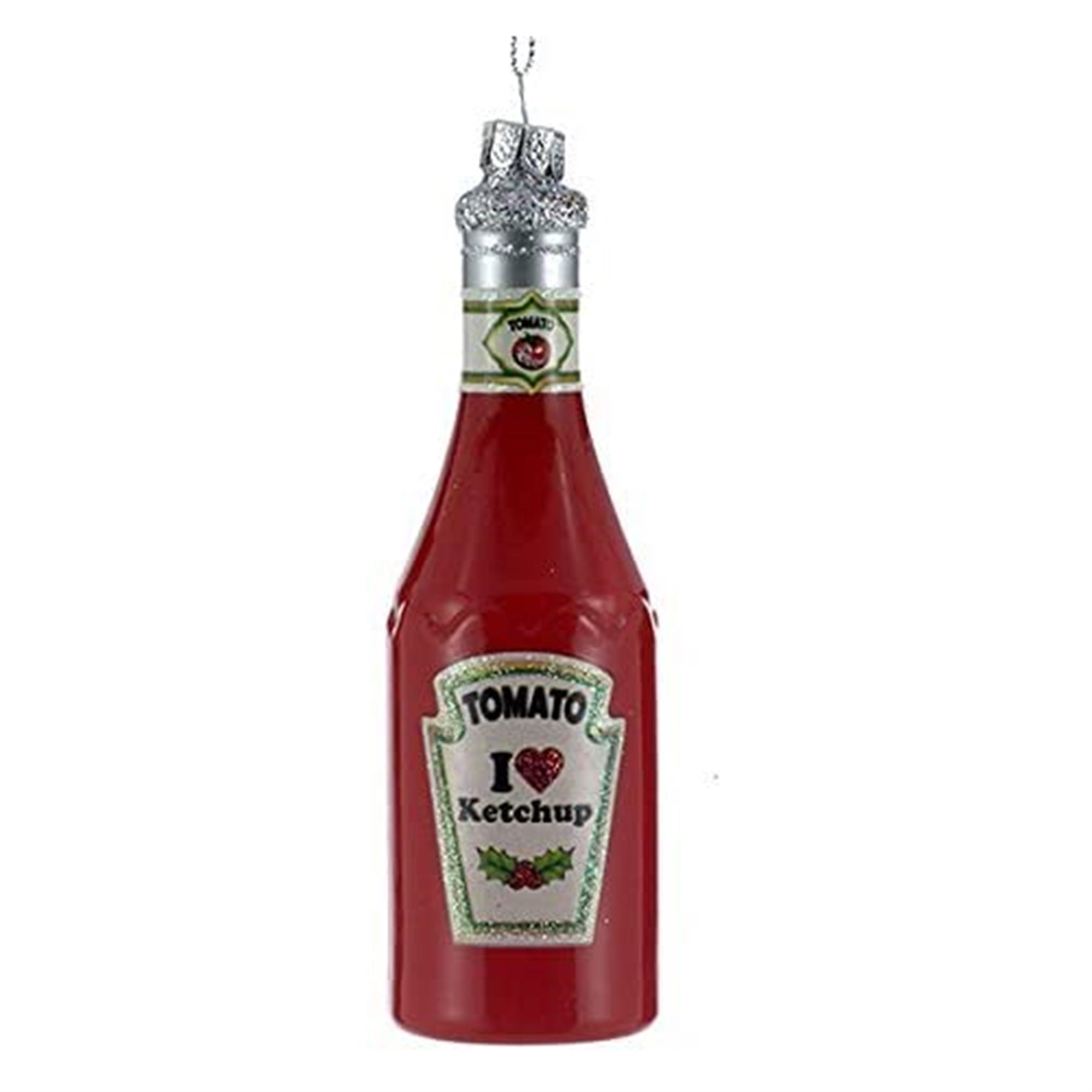 Kurt Adler Christmas Ornament, Glass Ketchup Bottle, 5.5"