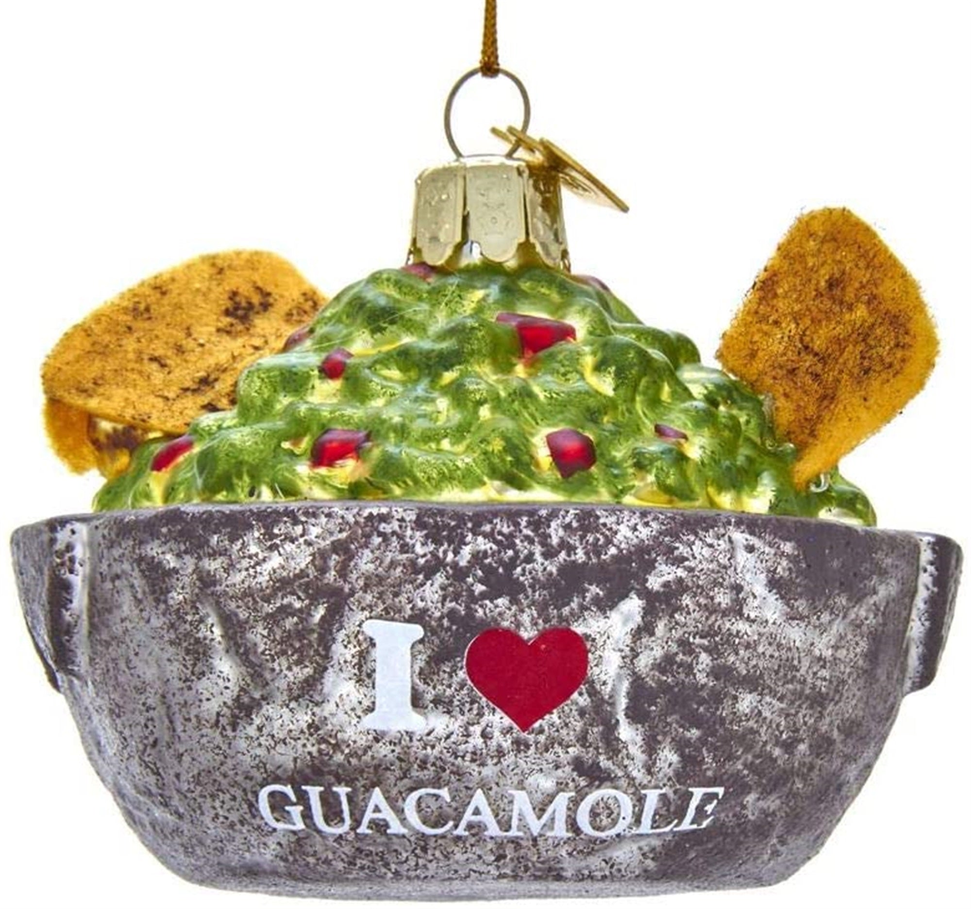 Kurt Adler Noble Gems "I Love Guacamole" Bowl Glass Ornament