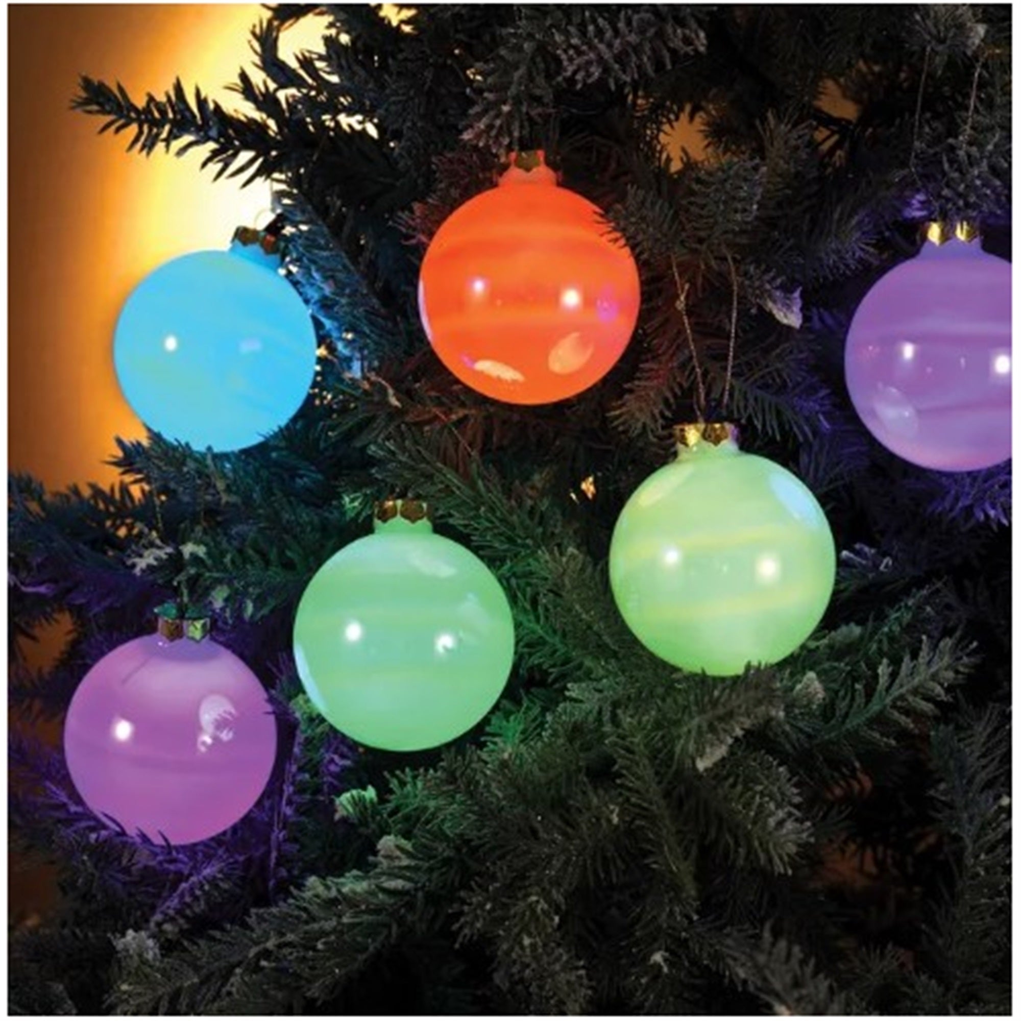 Kurt Adler Indoor Continuous Color-Changing Glass Ball LED String Light Set, 6 Lights, Multicolored, 12.5ft