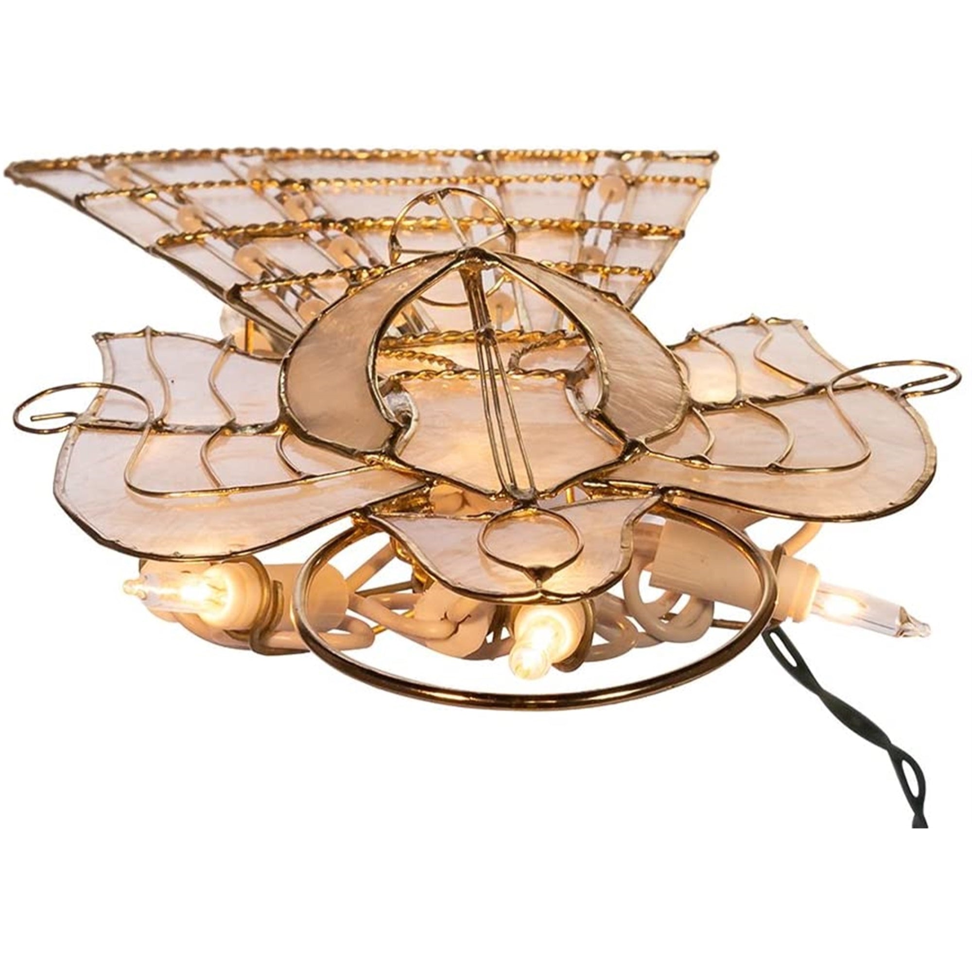Kurt Adler 10-light Capiz Angel with Vines & Pearls Lighted Treetop, 10"