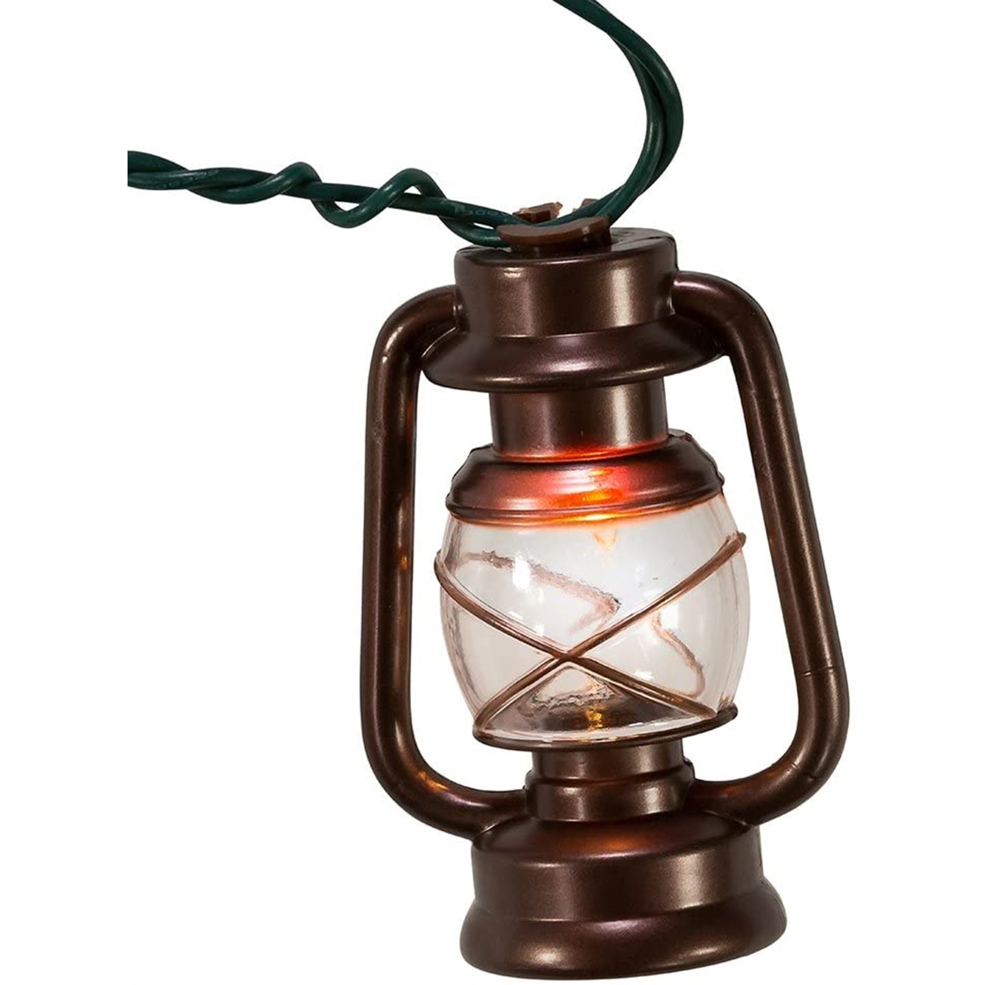 Kurt Adler Indoor/Outdoor String UL 10-Light Set, Brass Lantern Lights, 11.5 ft