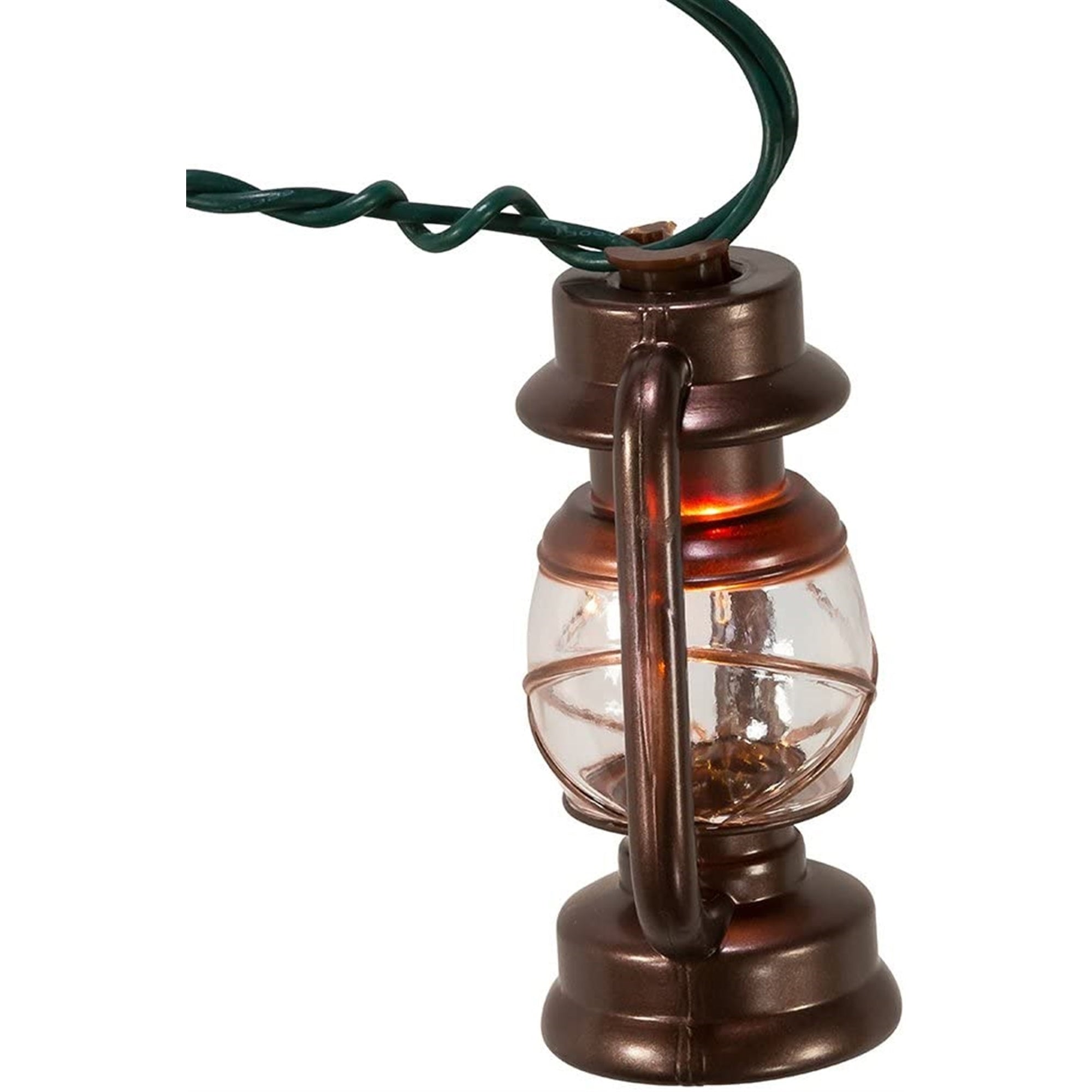 Kurt Adler Indoor/Outdoor String UL 10-Light Set, Brass Lantern Lights, 11.5 ft