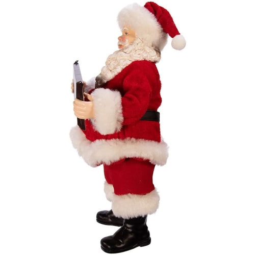 Kurt Adler Fabriche Tabletop Christmas Figurine, Officially Licensed Santa with Hershey Bars, 10"
