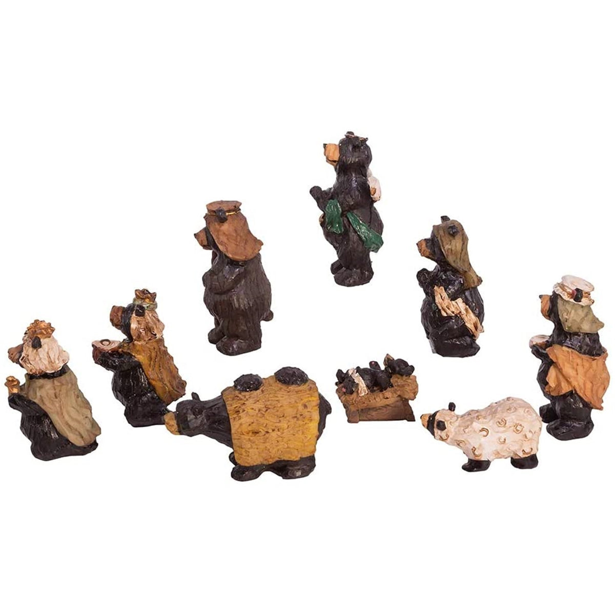 Kurt Adler Resin Christmas Nativity Figurines, Bears (Set of 9)