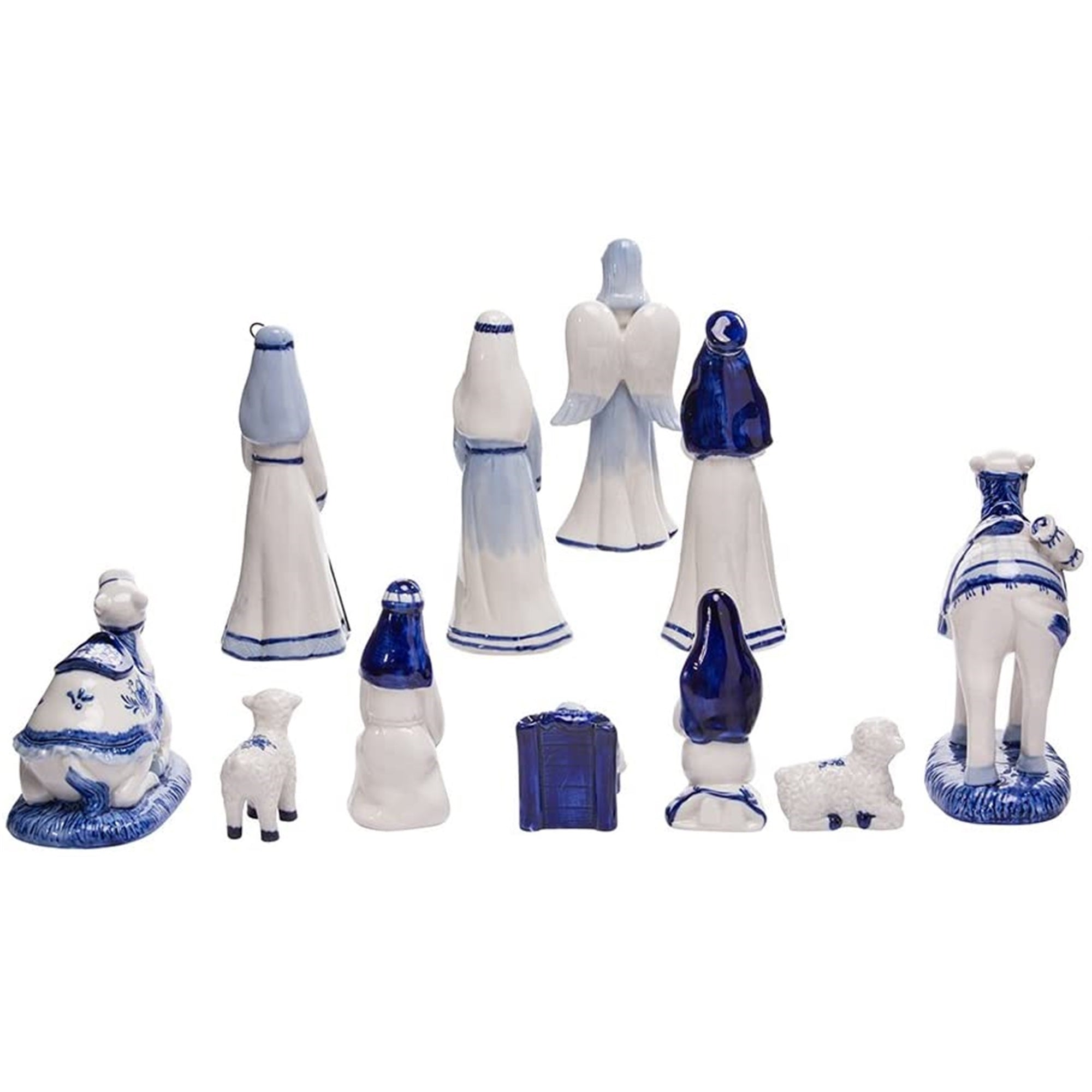 Kurt Adler Porcelain Delft Nativity Set with 11 Individual Pieces