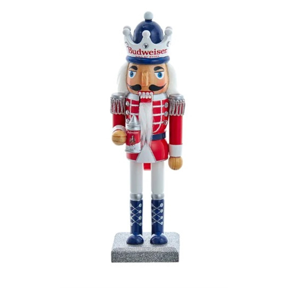 Kurt Adler Wooden Nutcracker, Budweiser "King of Beer" with Clydesdale Beer Stein, 10"