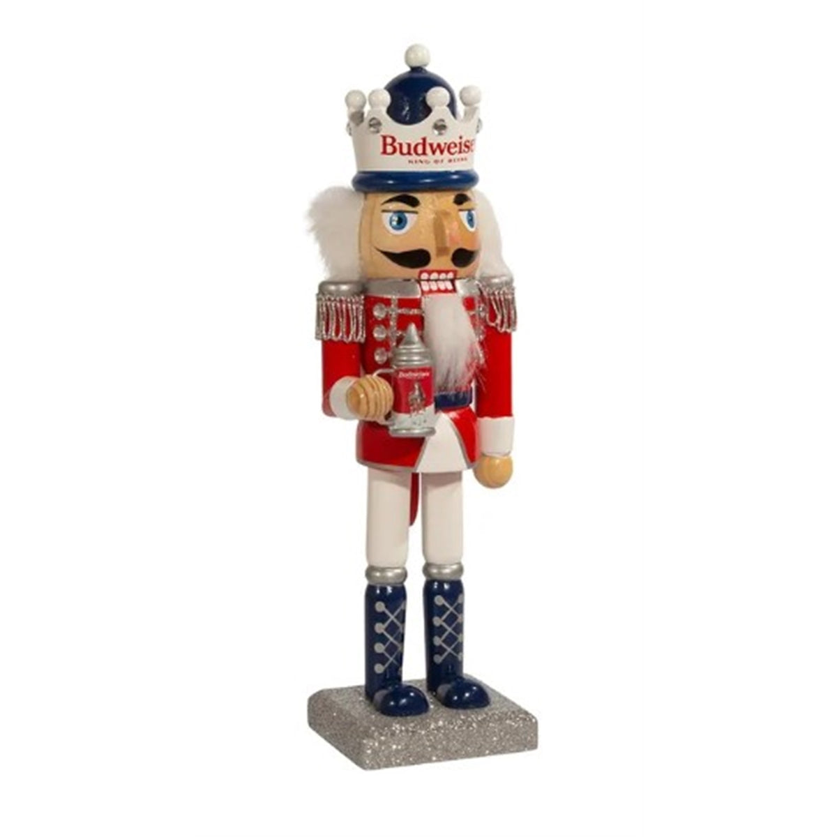 Kurt Adler Wooden Nutcracker, Budweiser "King of Beer" with Clydesdale Beer Stein, 10"