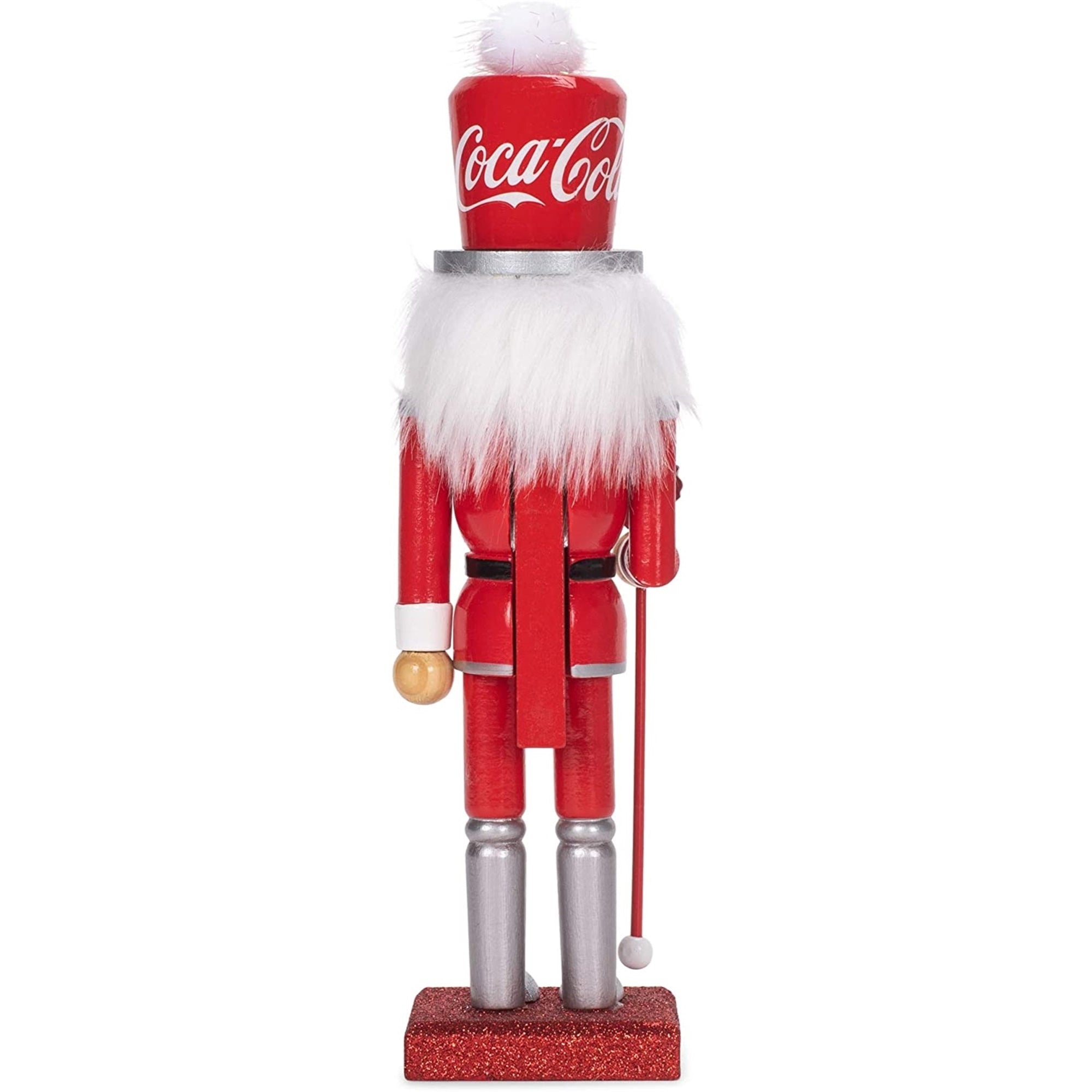 Kurt Adler Wooden Nutcracker, Coca-Cola Nutcracker Holding Bottle-Cap Staff, 10"