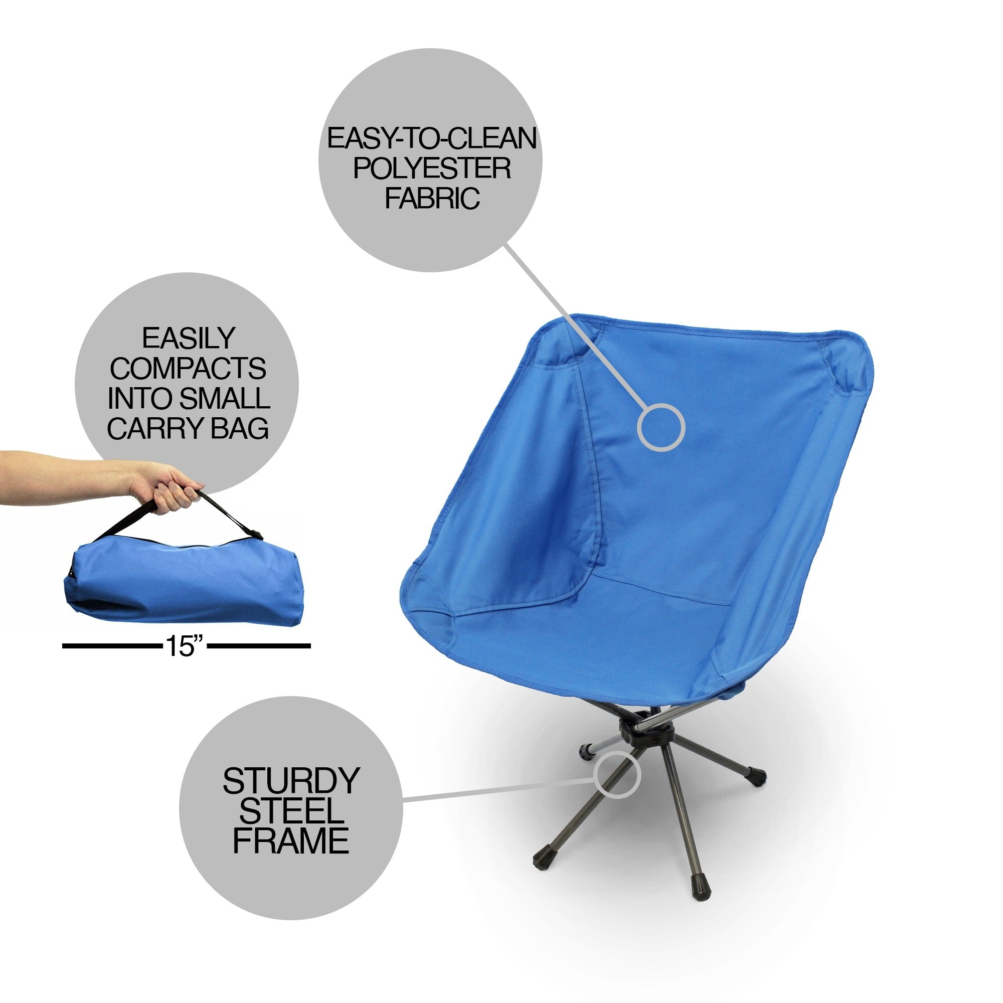 Four Seasons Courtyard Outdoor Compact Travel-Size Bag/Folding Chair, Blue