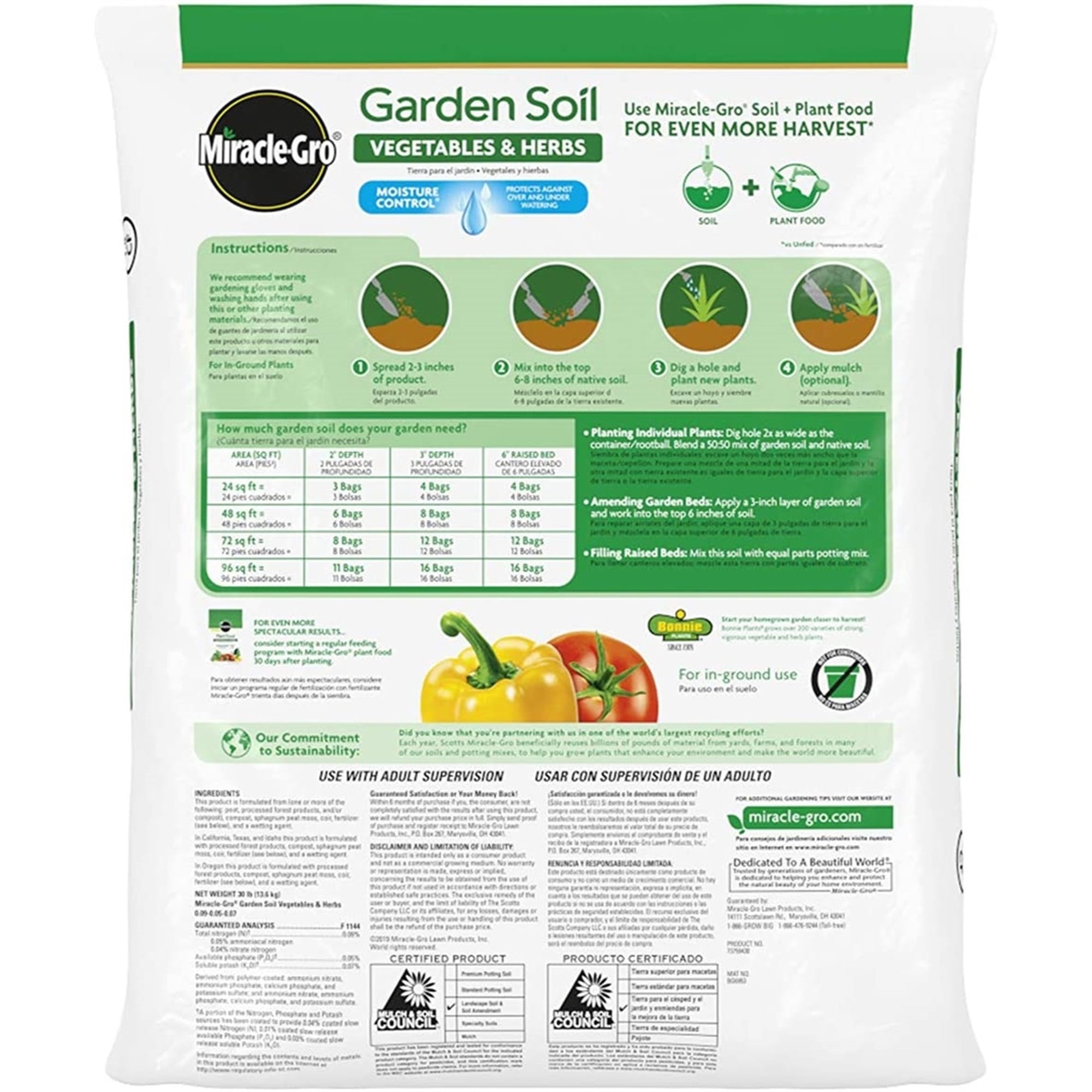 Miracle-Gro Vegetables and Herbs Garden Soil with Moisture Control, 1.5 cu ft