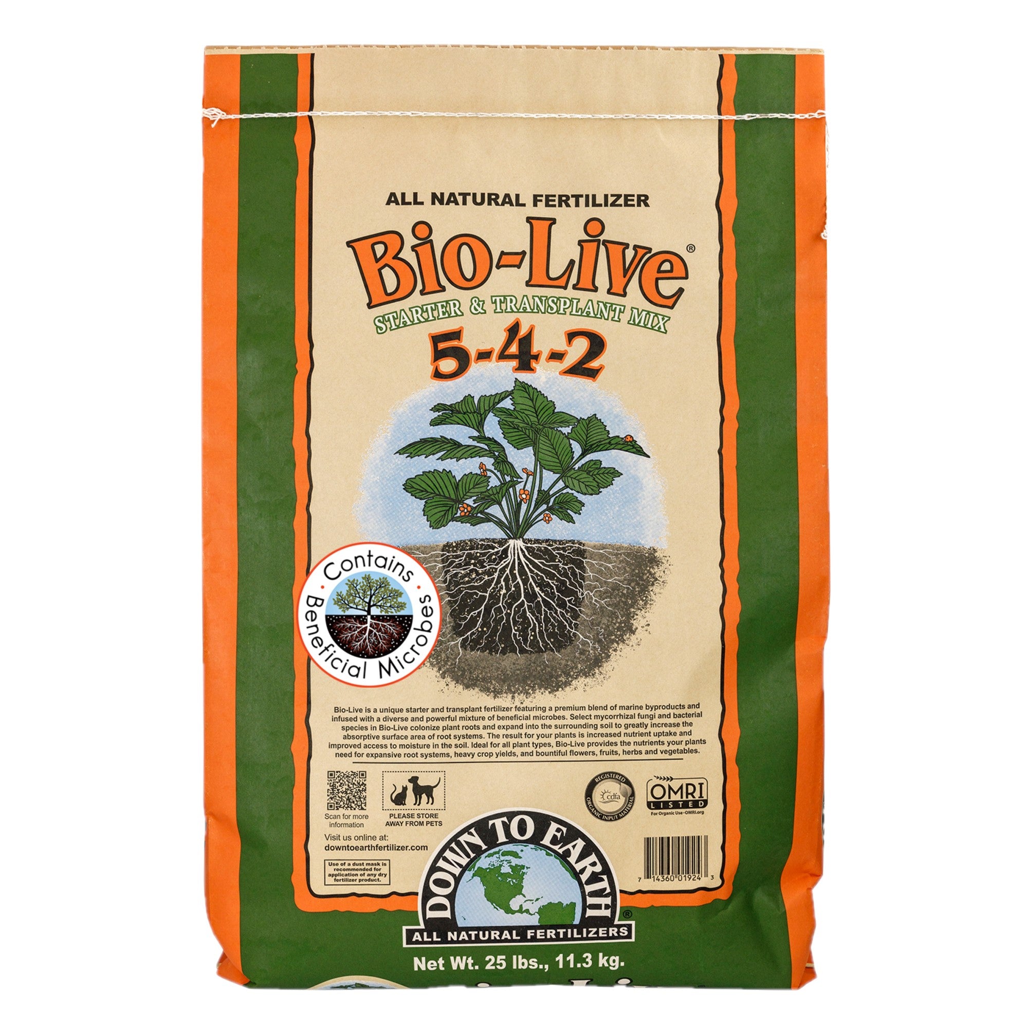 Down to Earth Organic Bio-Live Fertilizer Mix 5-4-2