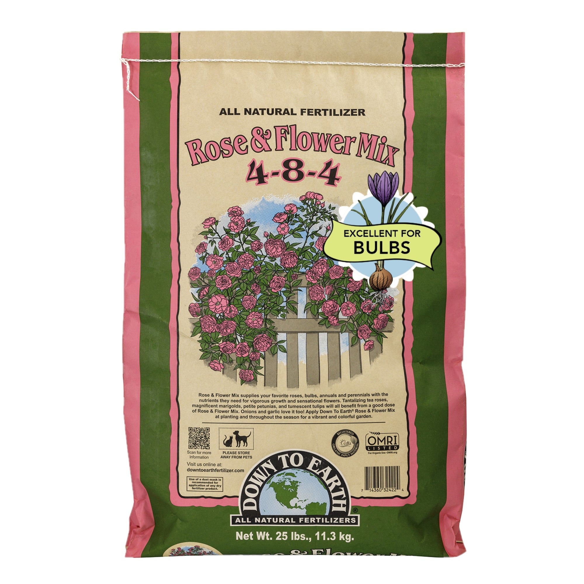 Down To Earth Organic Rose & Flower Fertilizer Mix 4-8-4