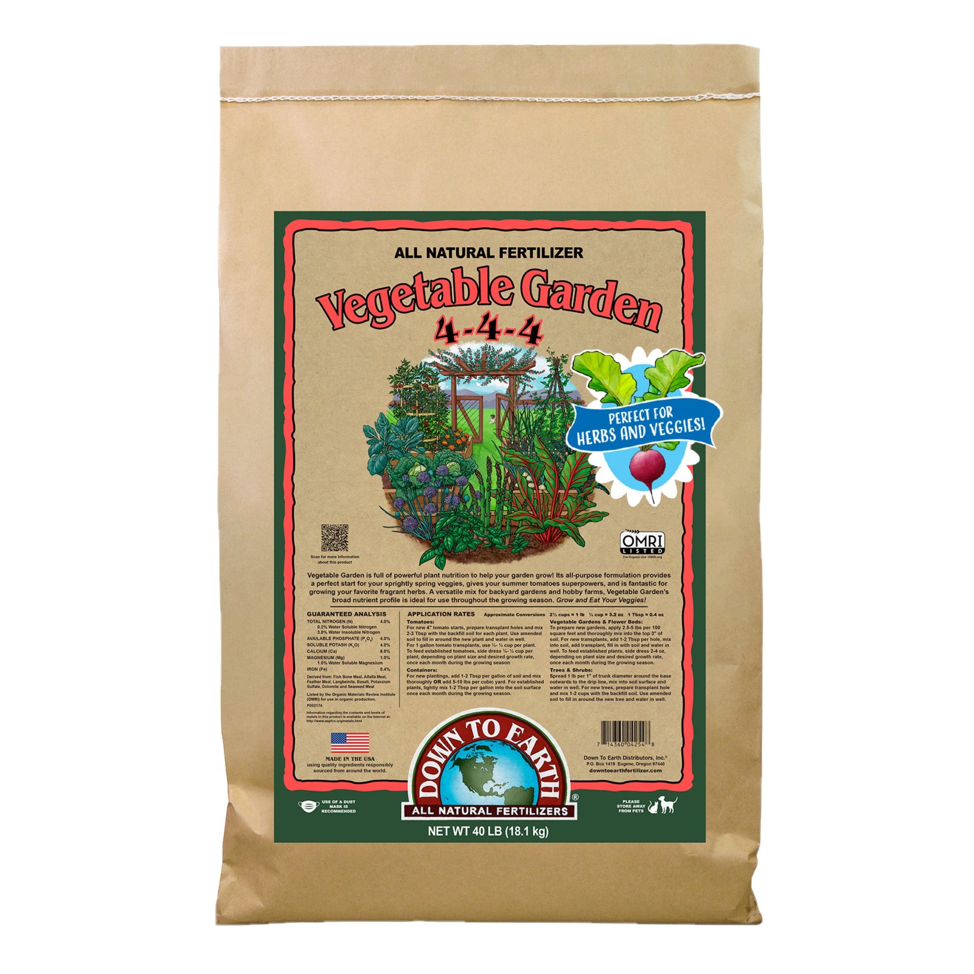 Down to Earth Organic Vegetable Garden Fertilizer 4-4-4