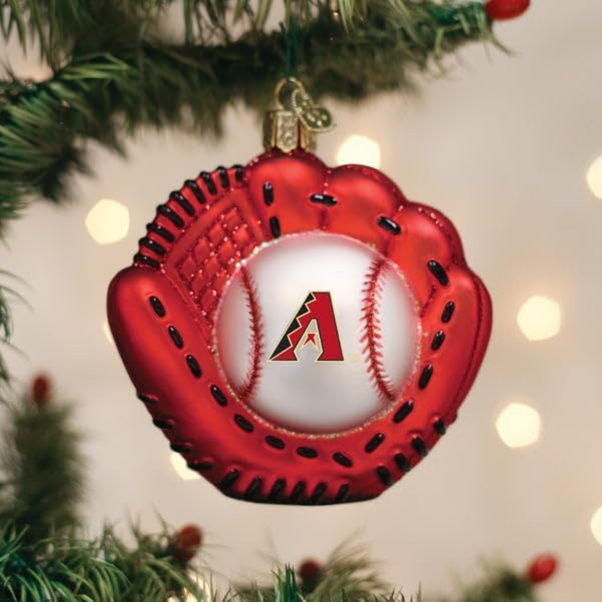Old World Christmas Blown Glass Ornament for Christmas Tree, Arizona Diamondbacks Baseball Mitt (with OWC Gift Box)