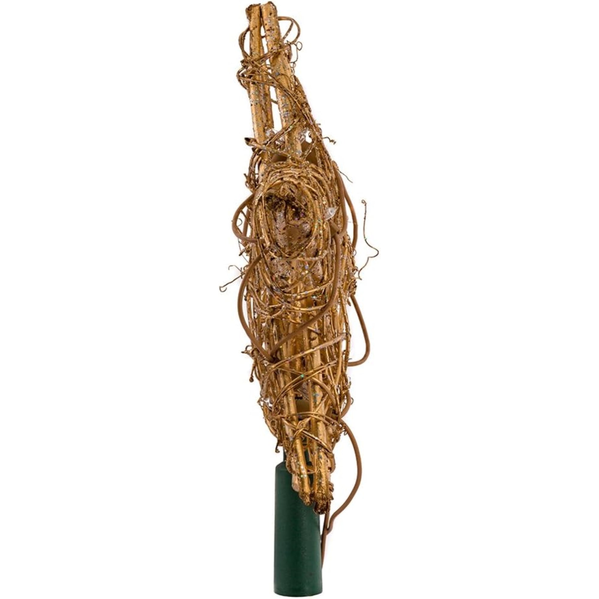 Kurt Adler 10-Light Indoor Rattan Gold Star Christmas Treetop, 27.5in