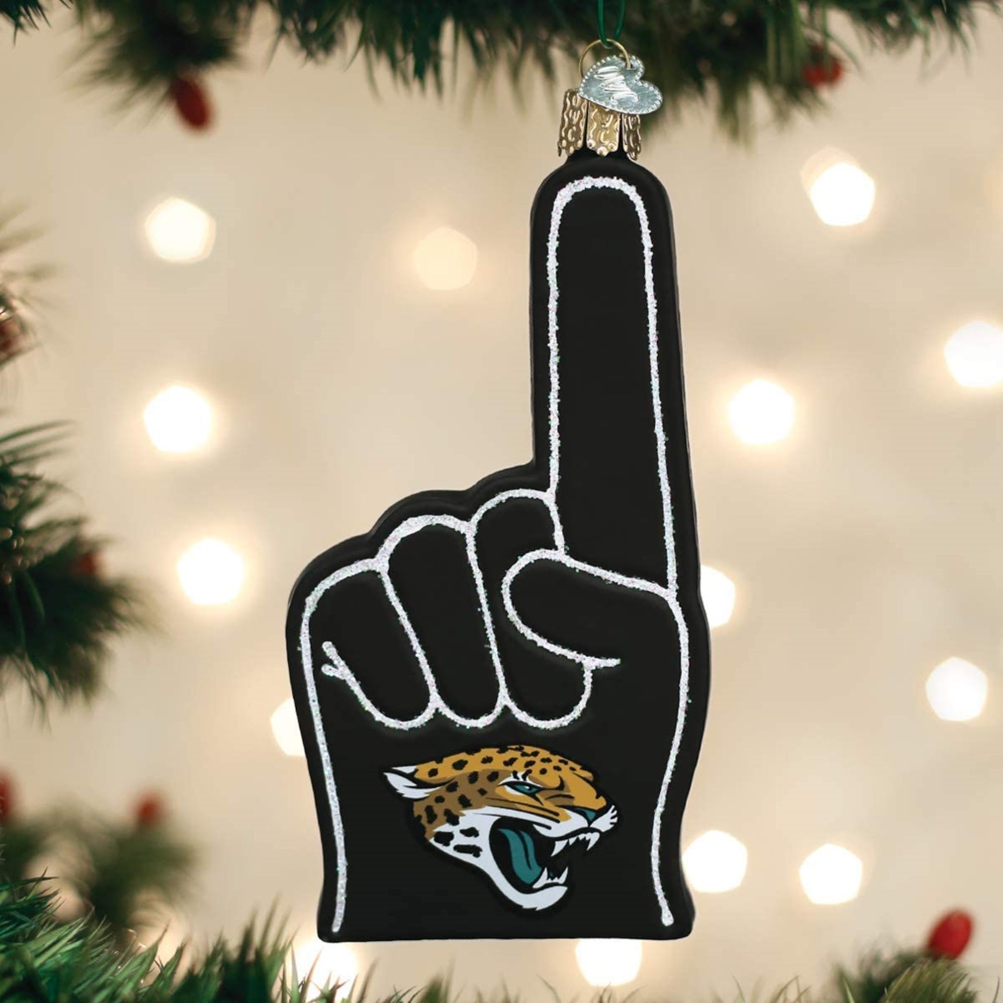 Old World Christmas Blown Glass Ornament for Christmas Tree, Jacksonville Jaguars Foam Finger