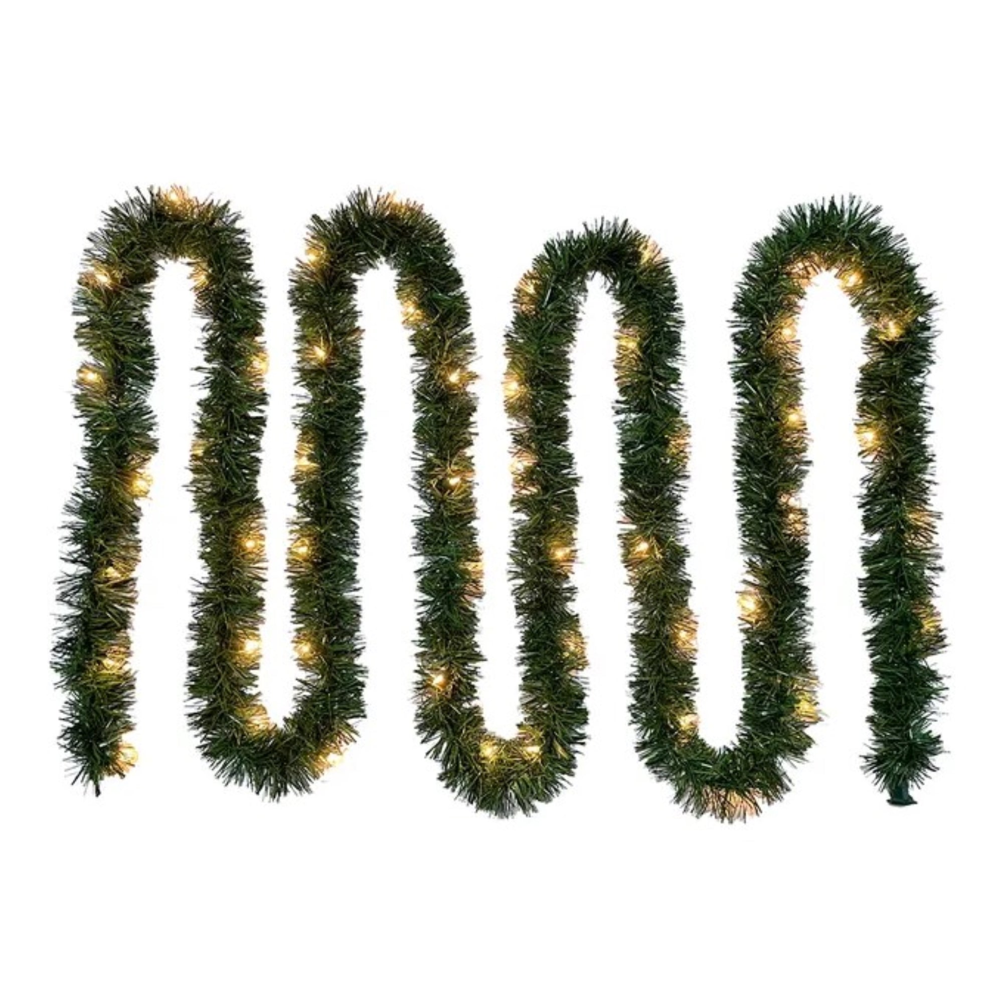 Kurt Adler Pre-Lit Incandescent Green Christmas Garland, Warm White, 18ft