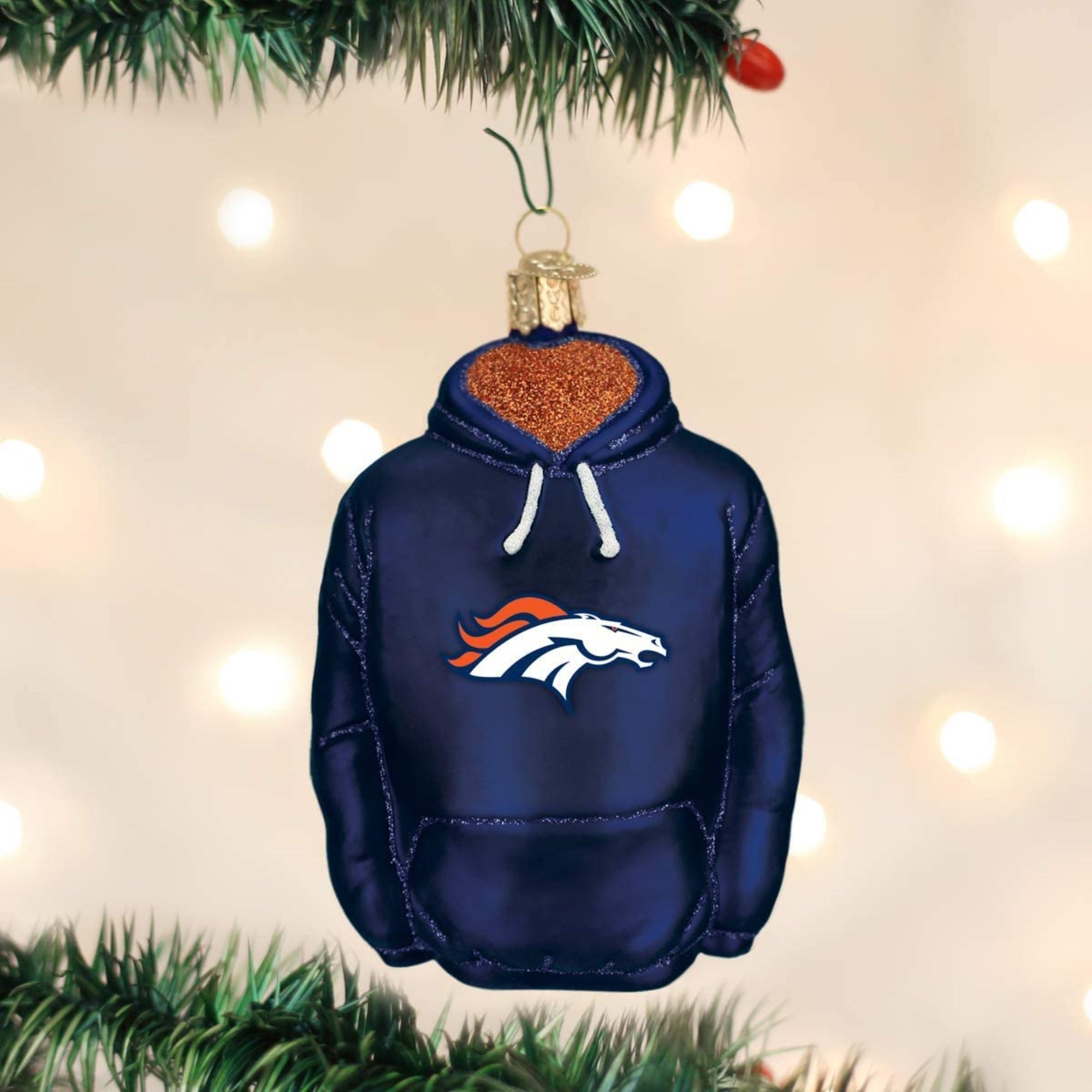 Old World Christmas Blown Glass Ornament for Christmas Tree, Denver Broncos Hoodie