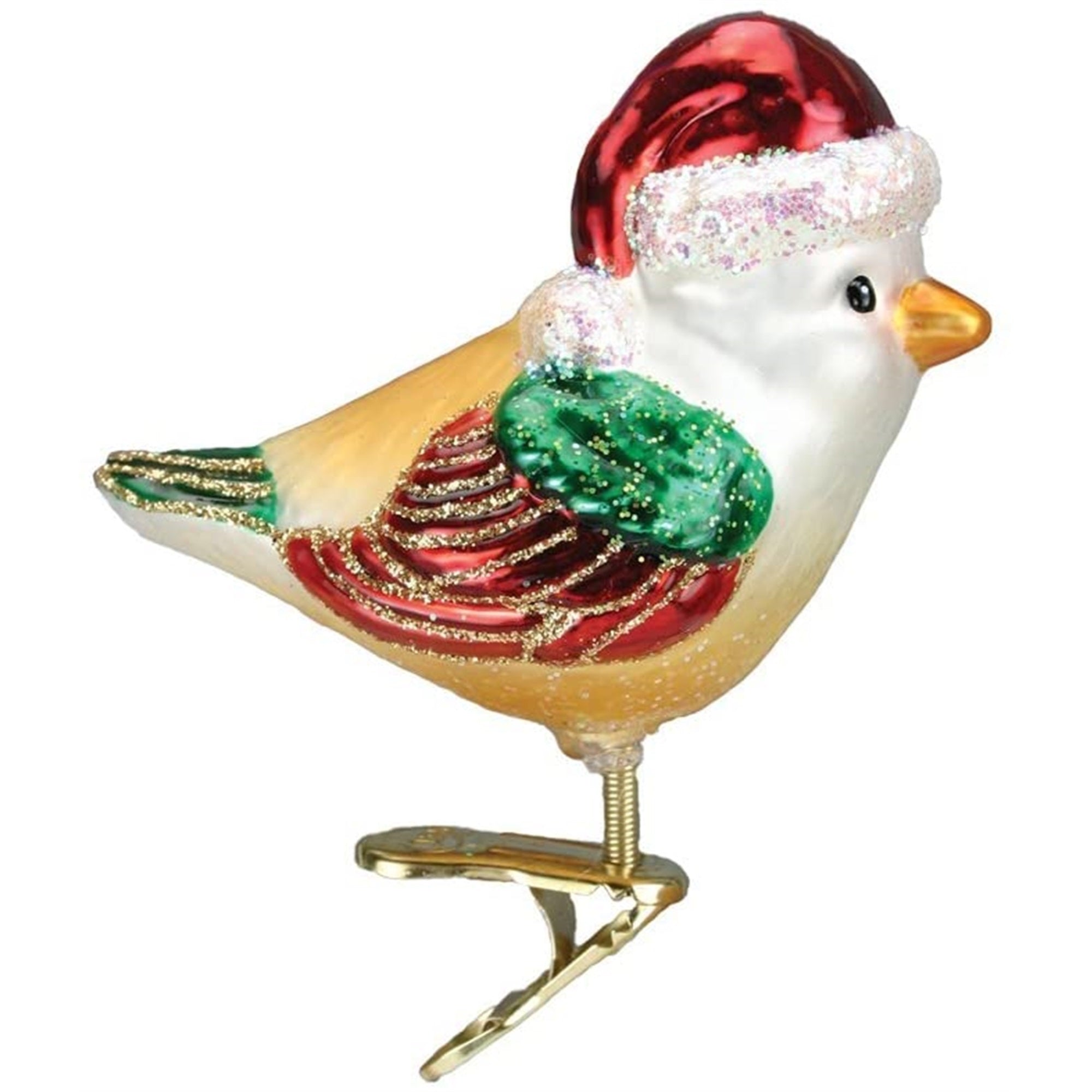 Old World Christmas Blown Glass Clip-On Ornament for Christmas Tree, Santa Bird