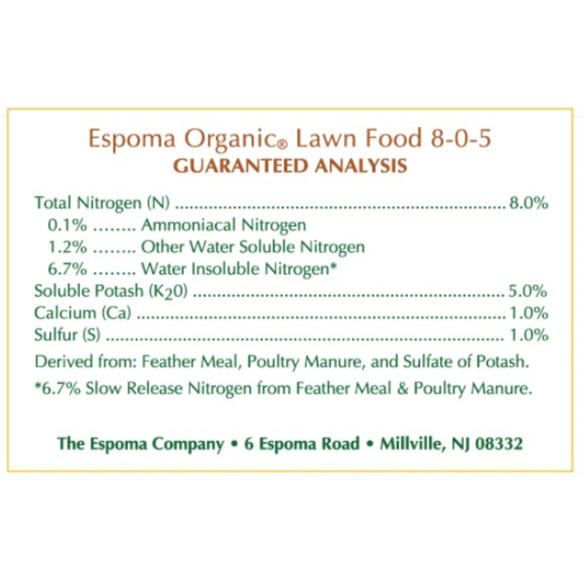 Espoma Organic 8-0-5 Lawn Food, Fall Winterizer for a Winter Strong Lawn, 30lb (5,000 sq ft Coverage)