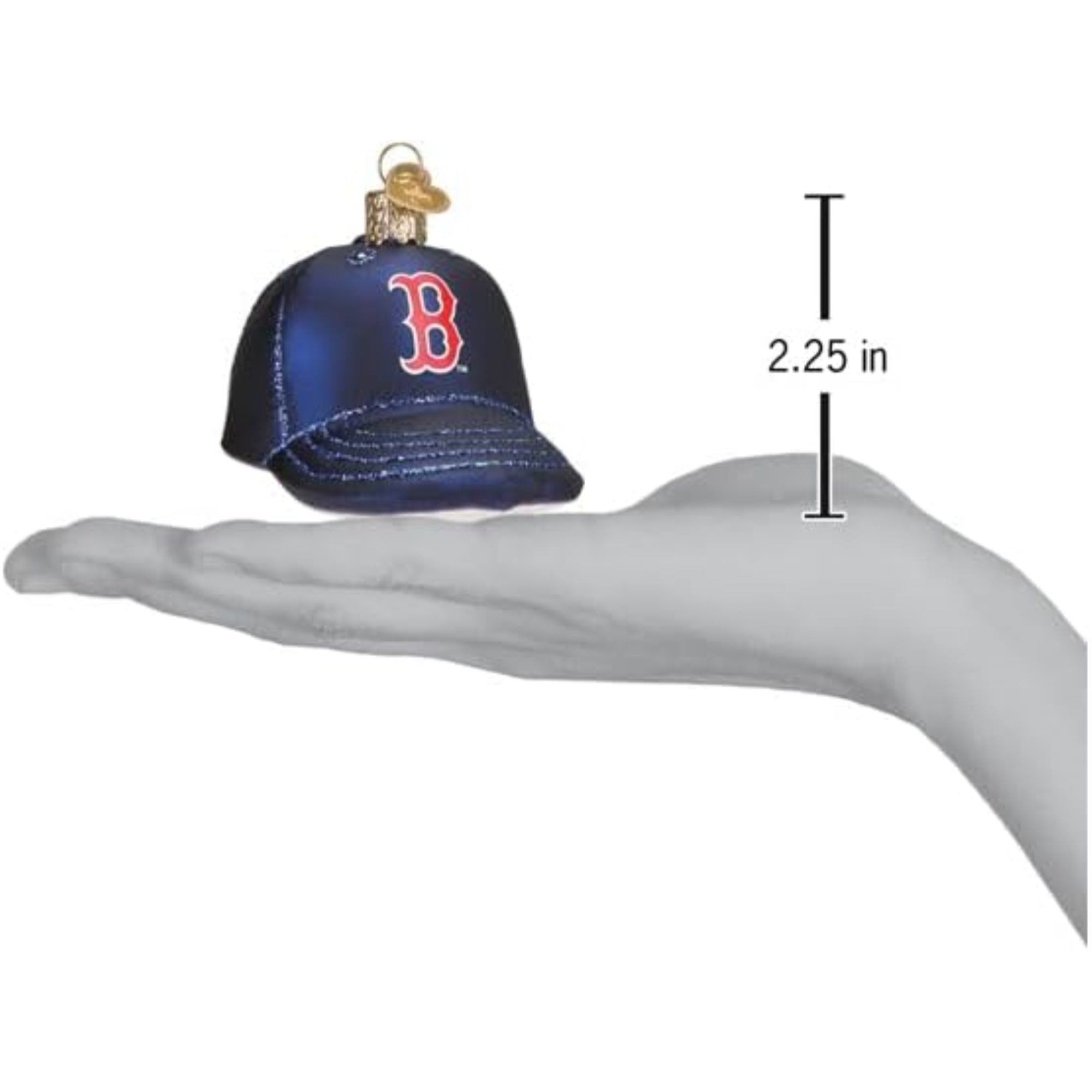 Old World Christmas Blown Glass Ornament for Christmas Tree, Boston Red Socks Baseball Cap (with OWC Gift Box)