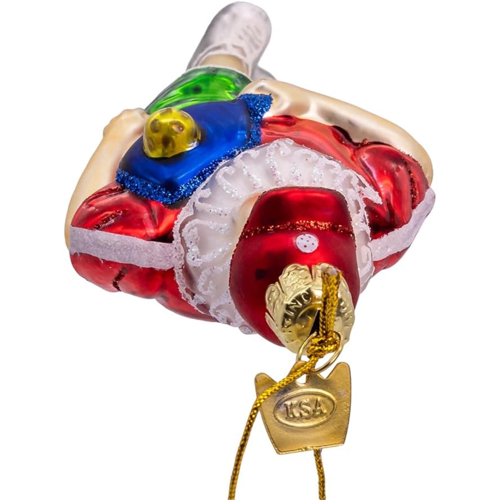 Kurt Adler Nobel Gems Collection Glass Christmas Ornament, Pickleball Santa