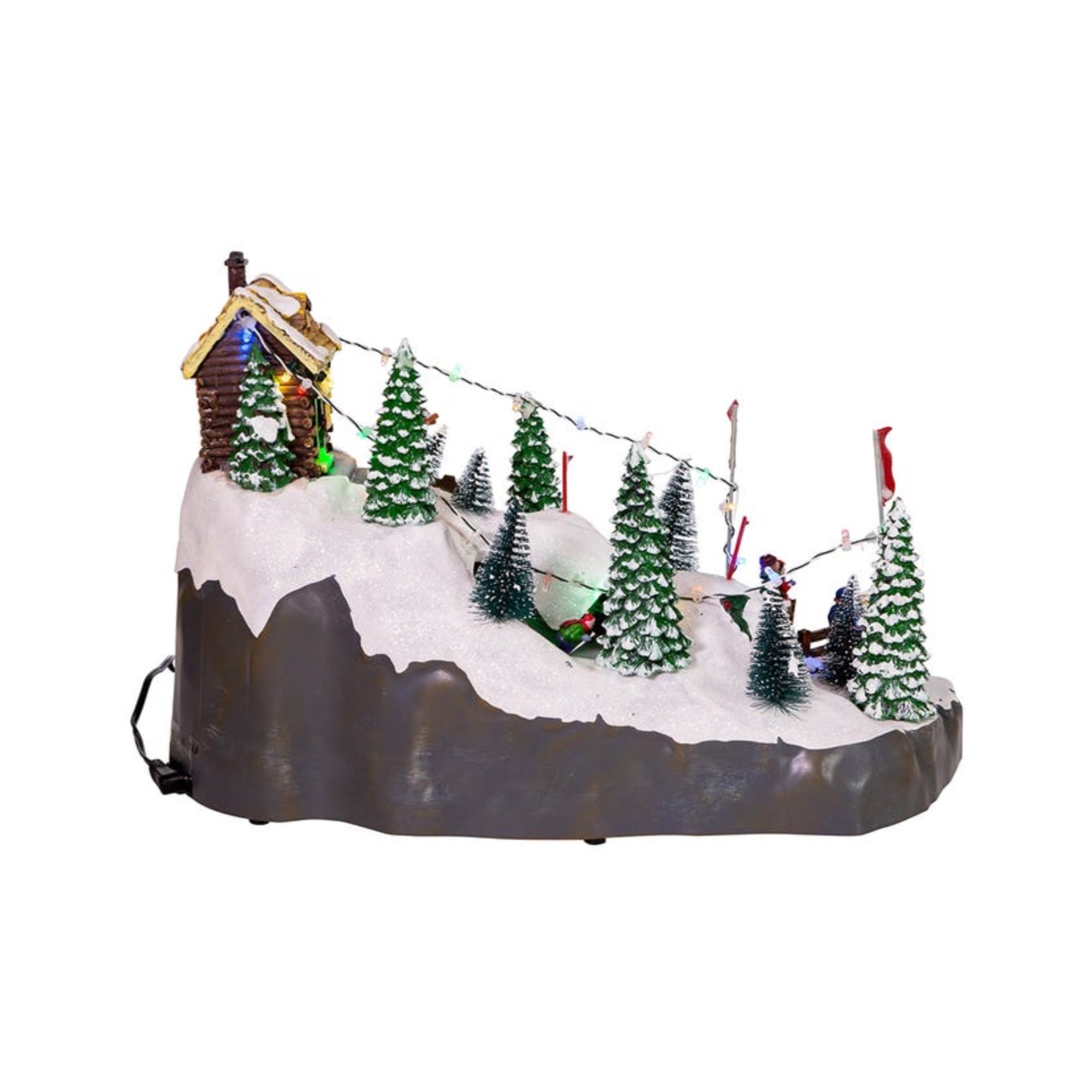 Kurt Adler Battery-Operated LED Musical Skiing Village Table Piece