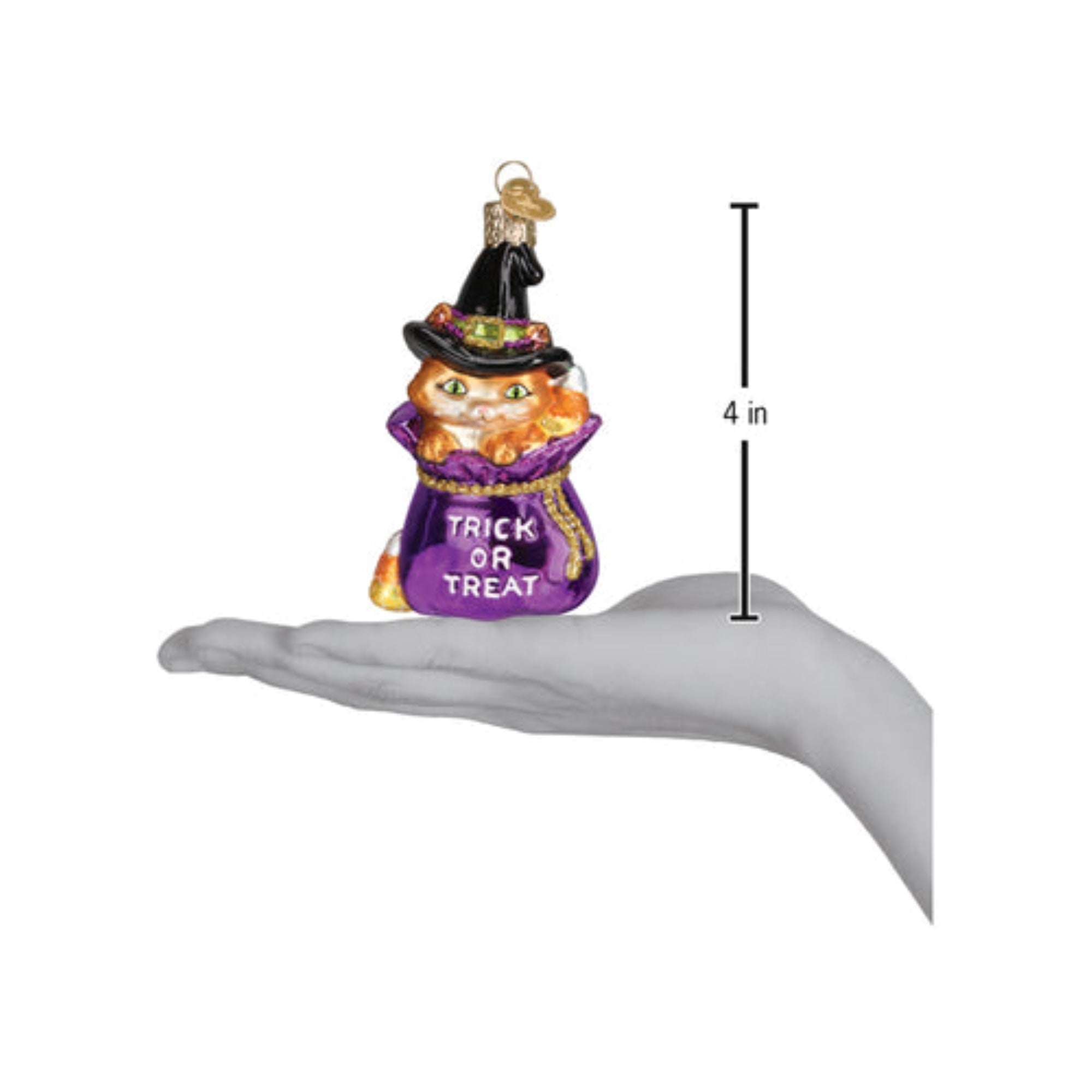 Old World Christmas Trick-Or-Treat Kitty Blown Glass Holiday Ornament For Tree