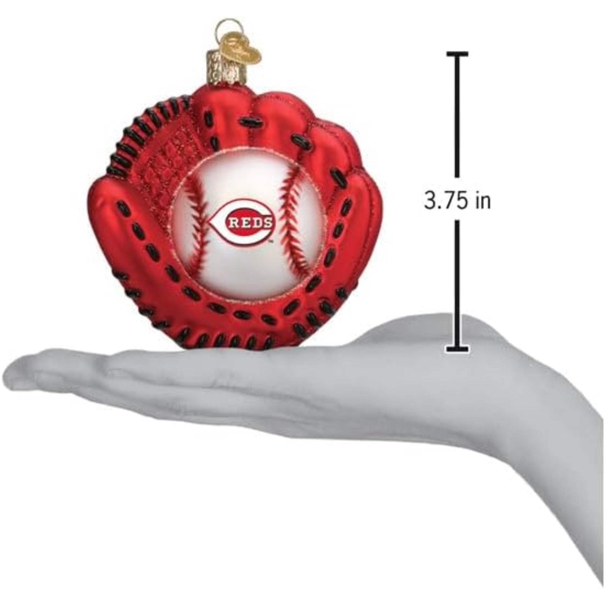 Old World Christmas Blown Glass Ornament for Christmas Tree, Cincinnati Reds Baseball Mitt (with OWC Gift Box)
