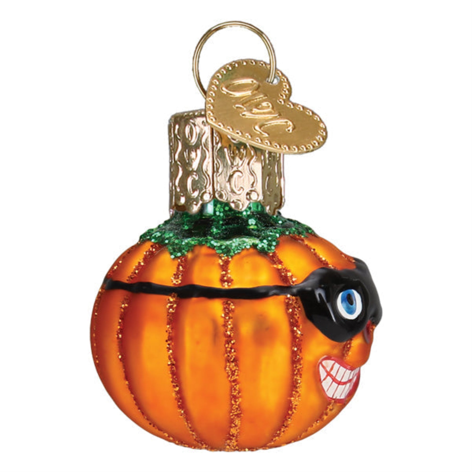 Old World Christmas Blown Glass Hanging Ornament for Halloween, Mini Masked Jack O'Lantern (with OWC Gift Box)