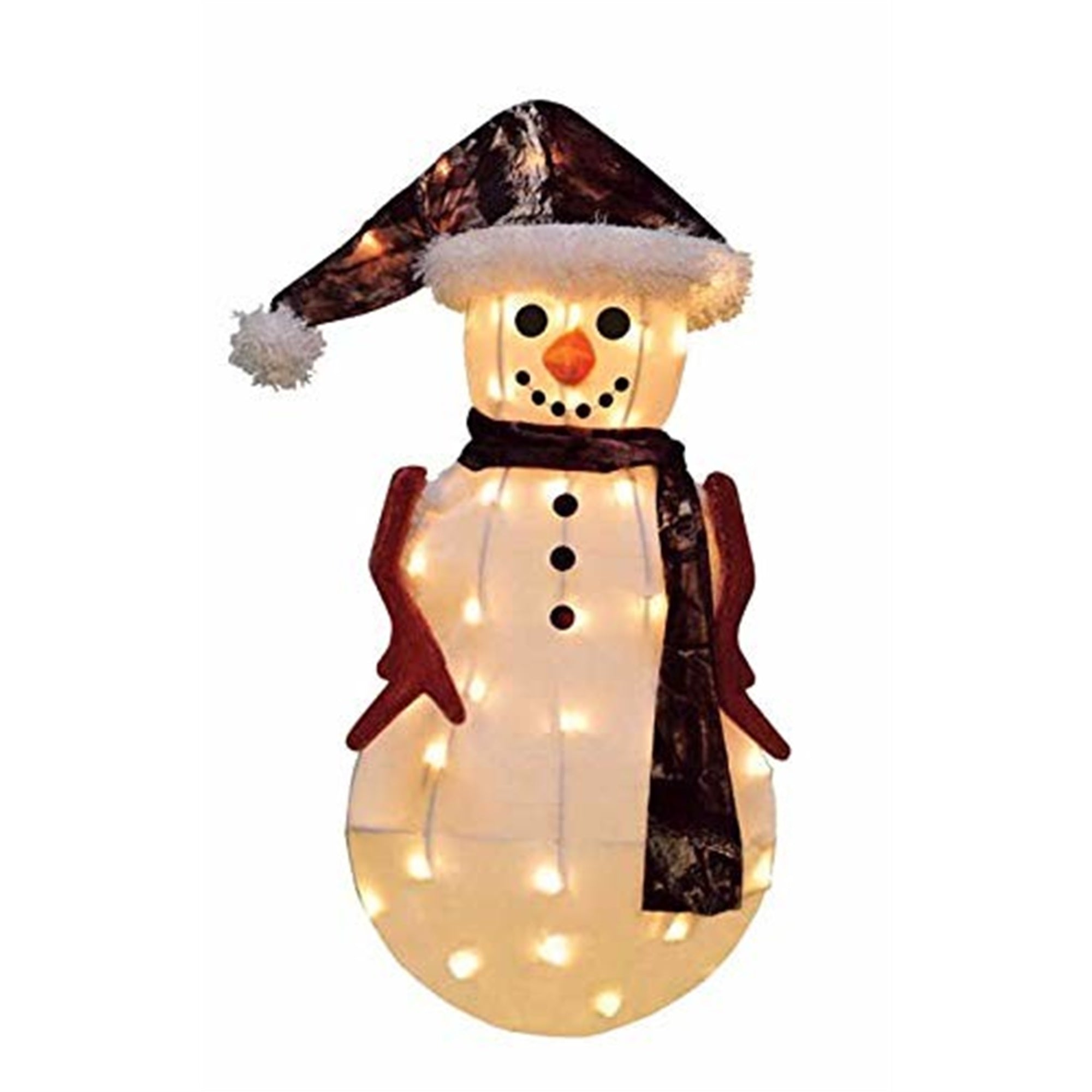 PW 32" Candy Cane Lane Camo Snowman 3D Pre-Lit 50 Lights Yard Art Lighted Display