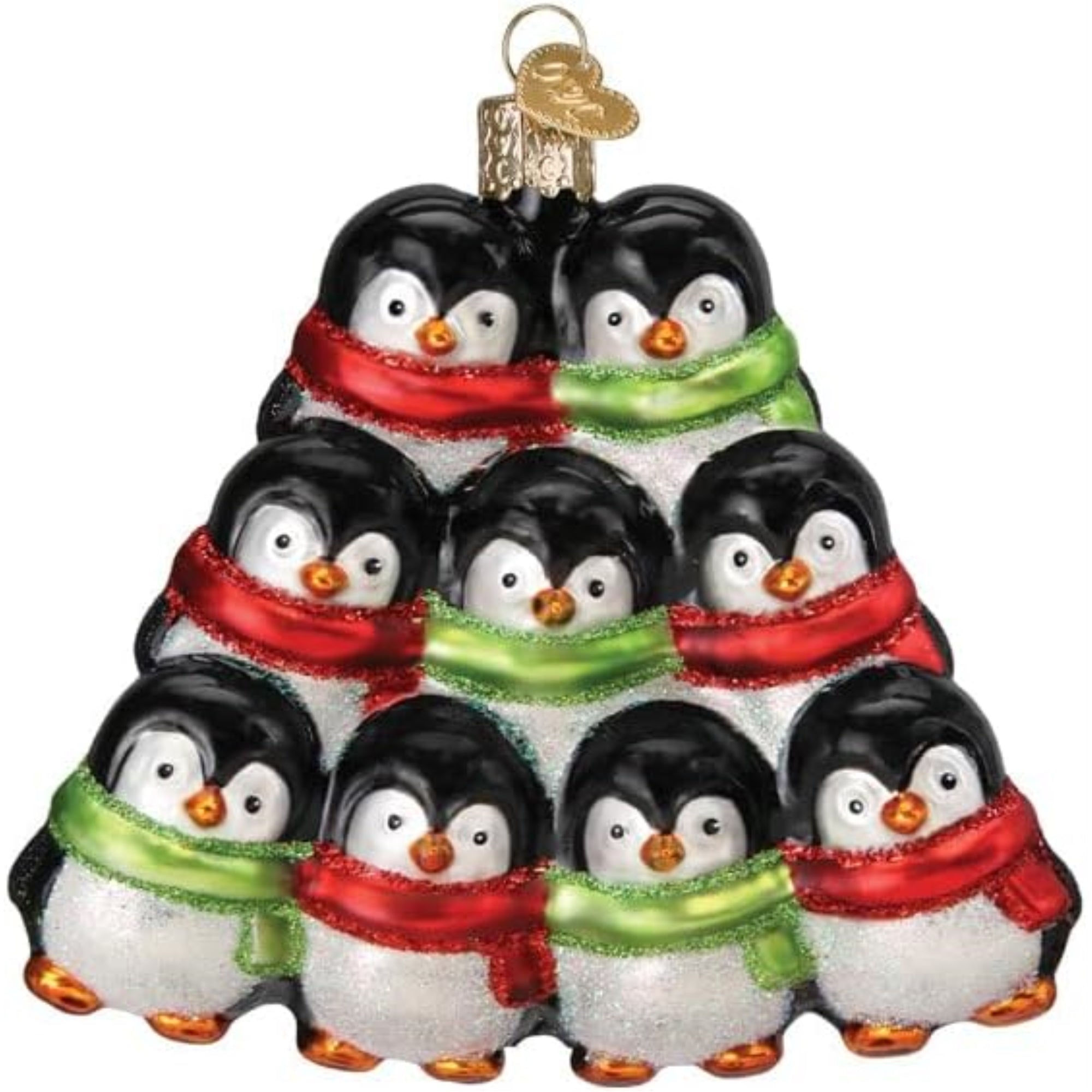 Old World Christmas Blown Glass Ornament for Christmas Tree, Penguin Family Of 9 (with OWC Gift Box)