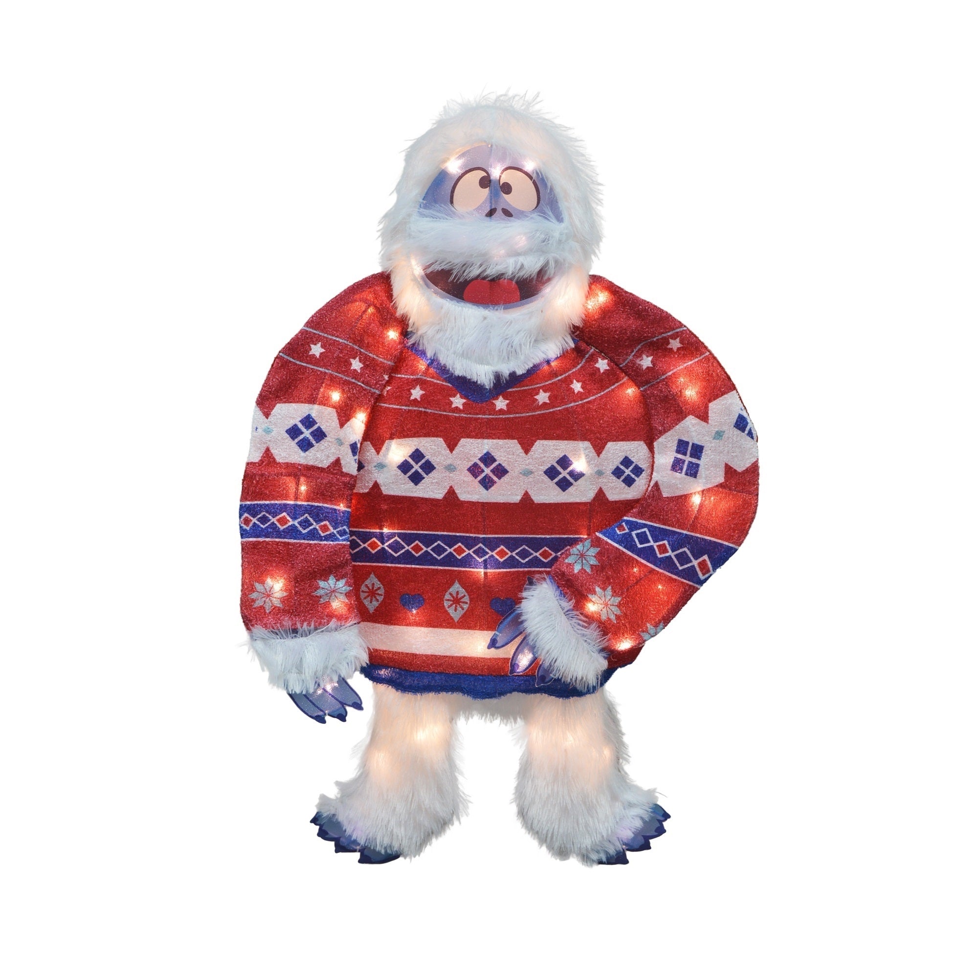ProductWorks Rudolph Pre-Lit Christmas Yard Decoration, Bumble in Sweater, 32in