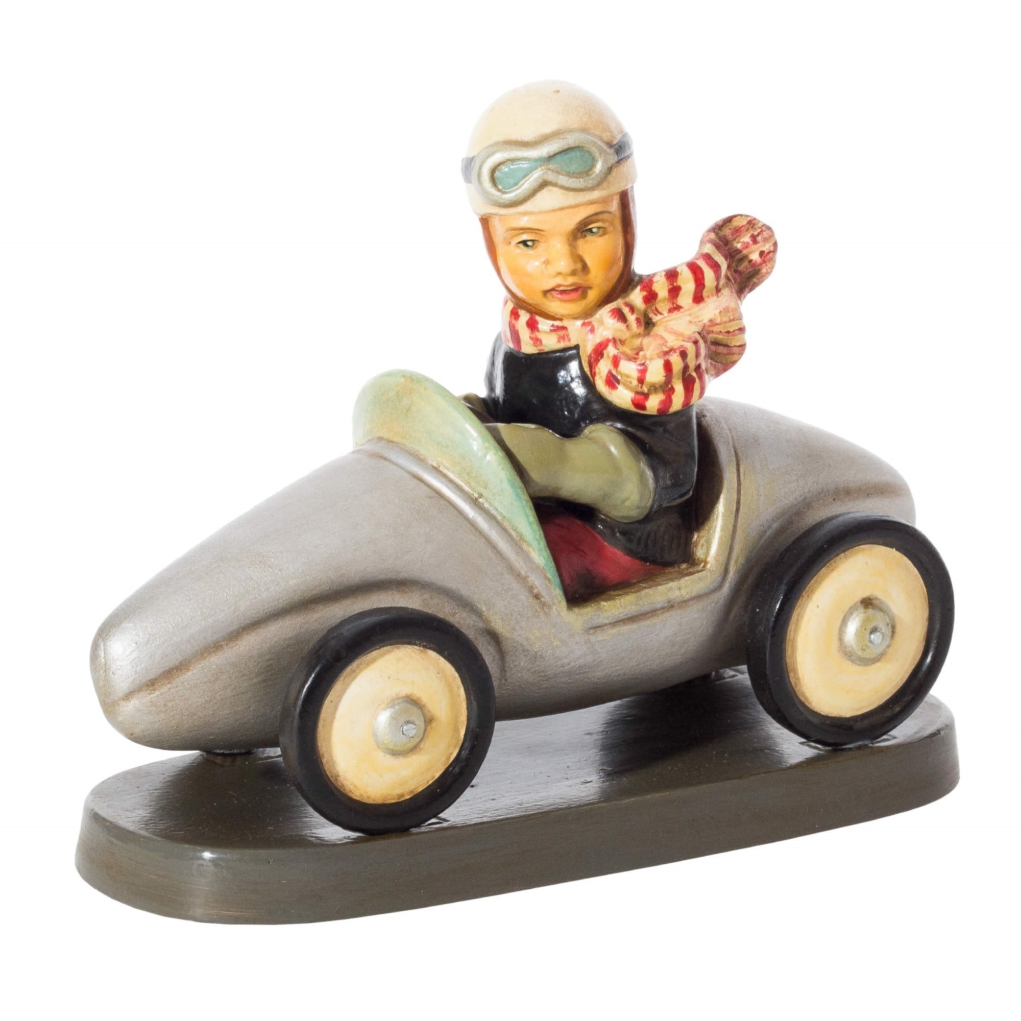 Marolin Manufaktur Handcrafted Paper-Mâché Collector Piece Figurine – Vintage Style Racer, 4.5"