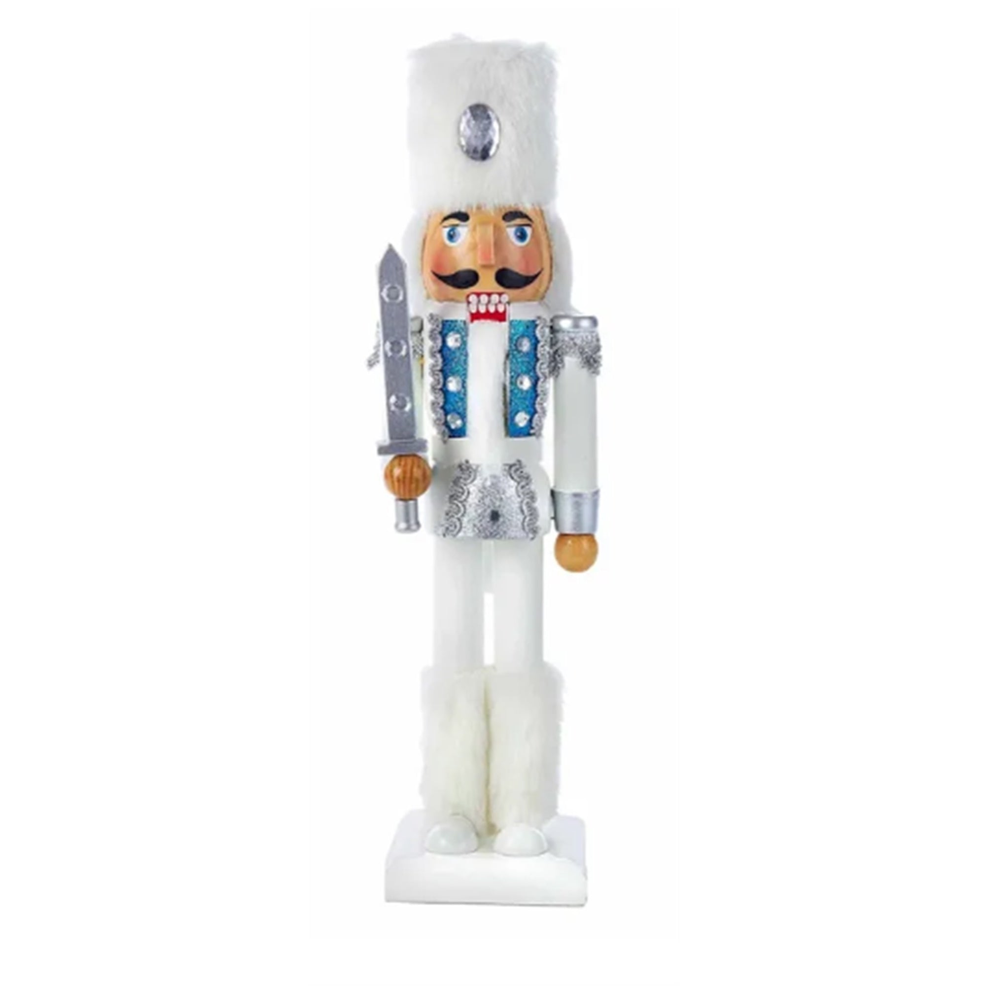 Kurt Adler White Russian Soldier Wooden Nutcracker, 15"