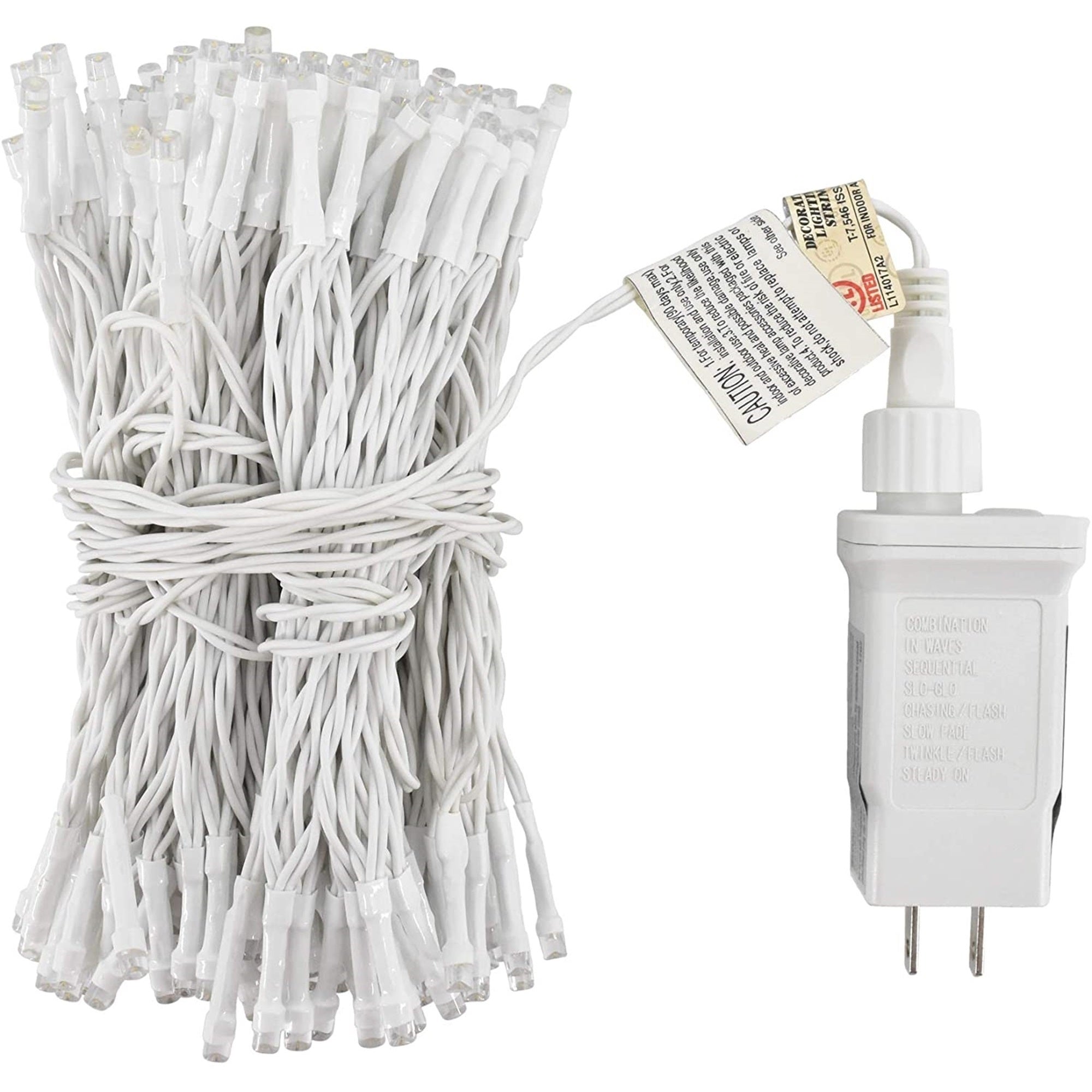 ProductWorks Indoor/Outdoor 150 LED-Micro Bulbs String Light Set with 8-Function Controller, Cool White, 36ft
