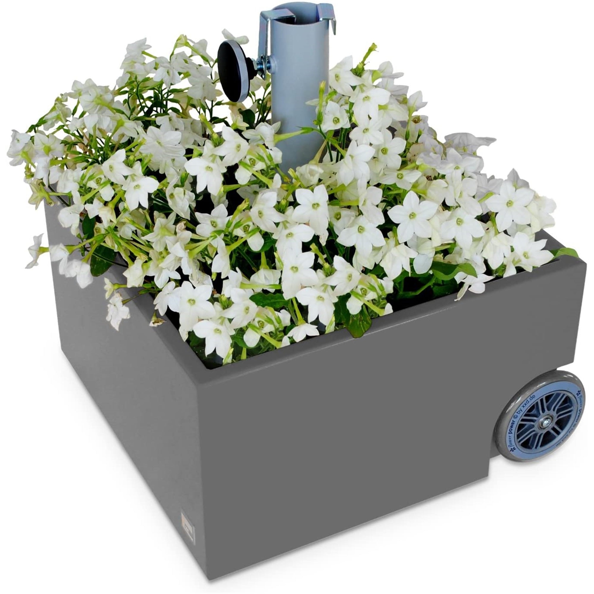 XXD Zinc Plated Power-Coated Modern Planter & Umbrella Stand, Dark Grey