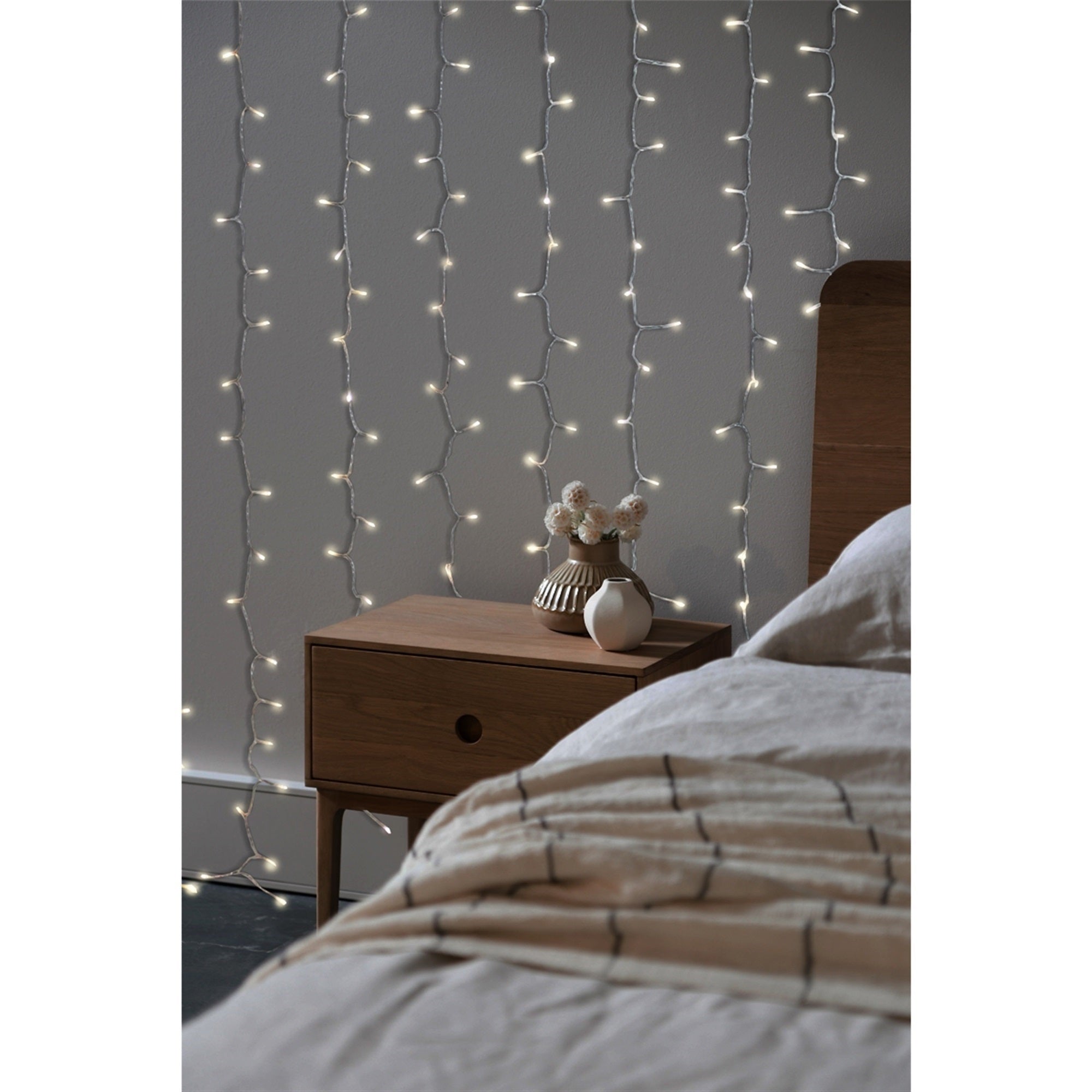 ProductWorks Indoor/Outdoor 600 LED-Micro String Light Curtain with 8-Function Controller, Warm White, 20ft x 10ft