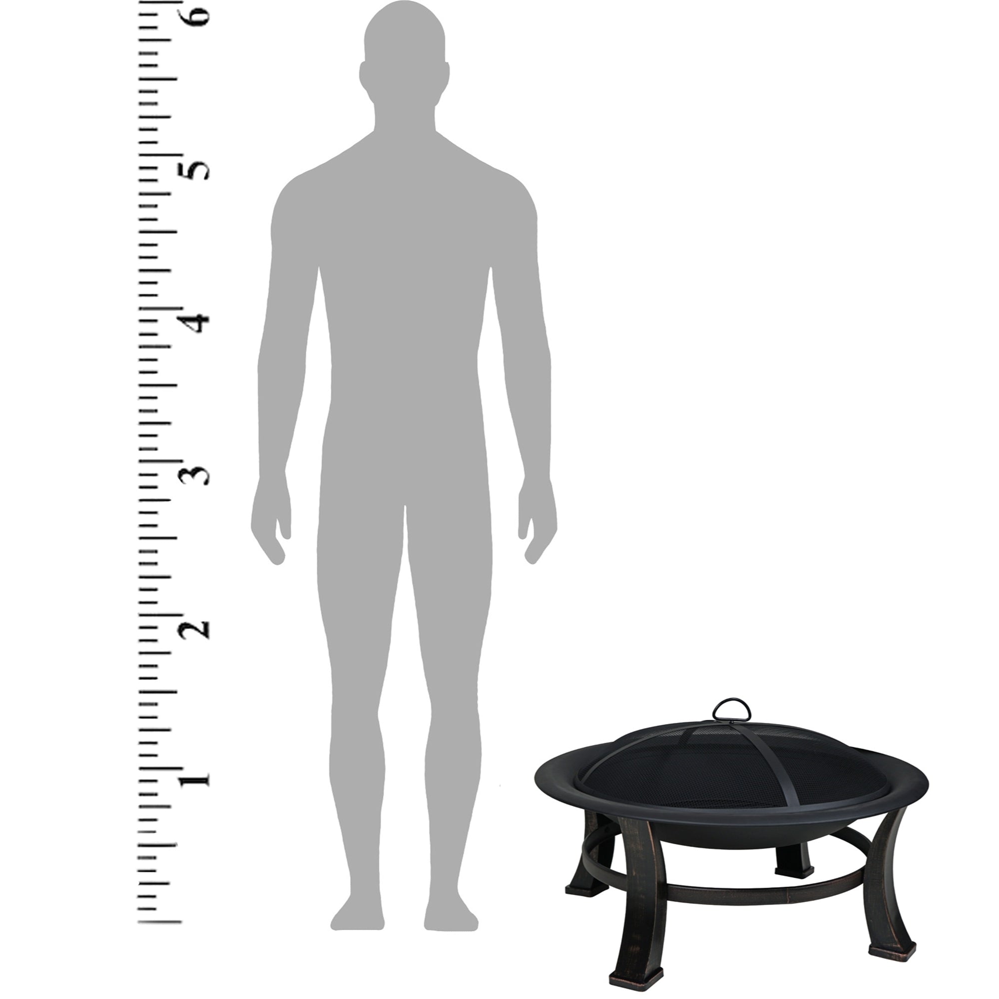 Four Seasons Courtyard Steel Wood-Burning Fire Pit w/ Mesh Cover, Black 30"