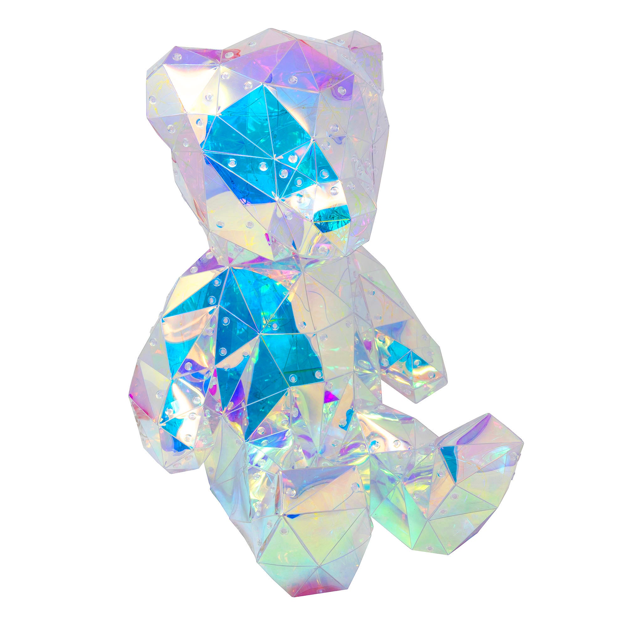 Kurt Adler Pre-Lit Cool White LED Magical Holographic Iridescent Teddy Bear, 15.75in