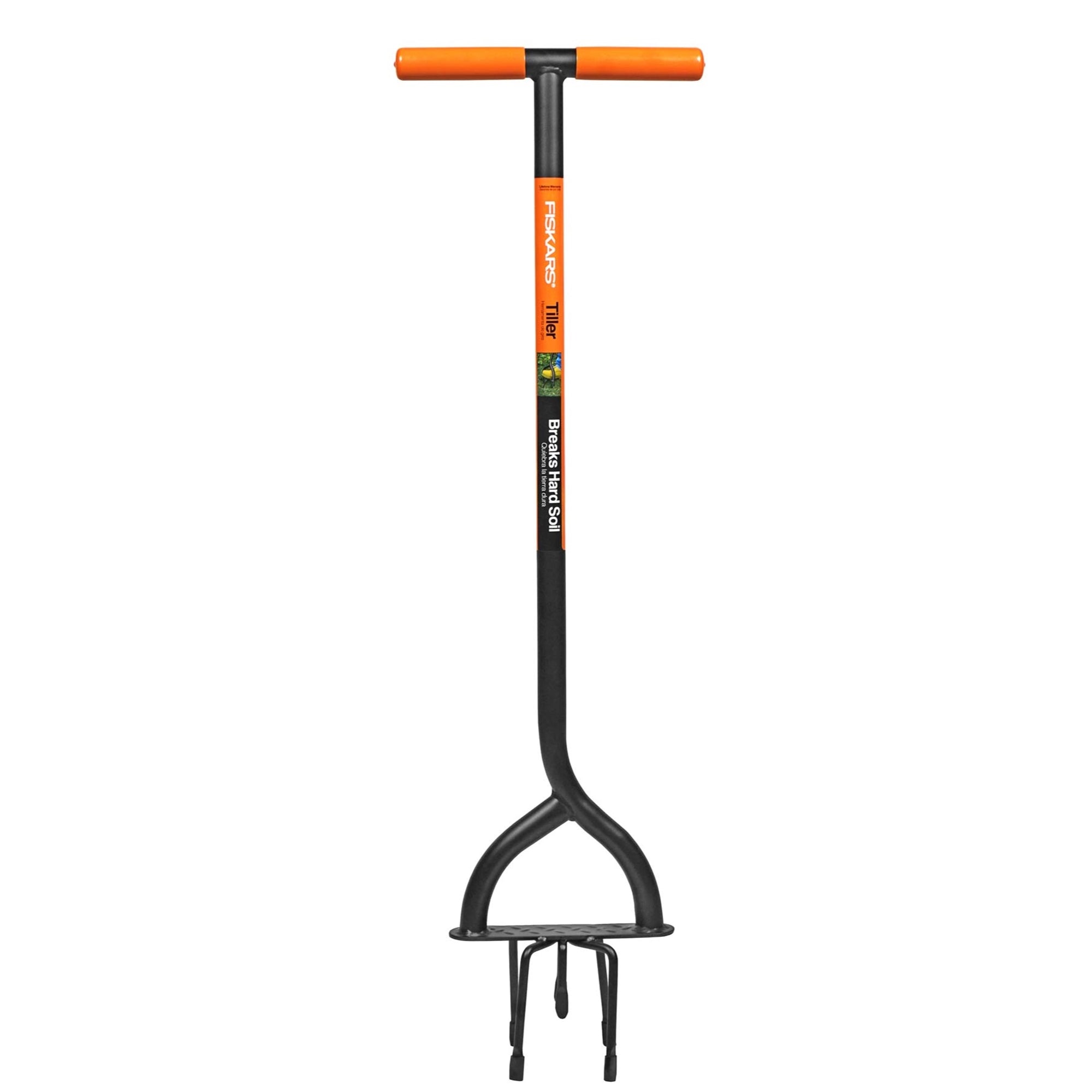 Fiskars Long Handled Steel Tiller, 40" - For Backyard Landscaping
