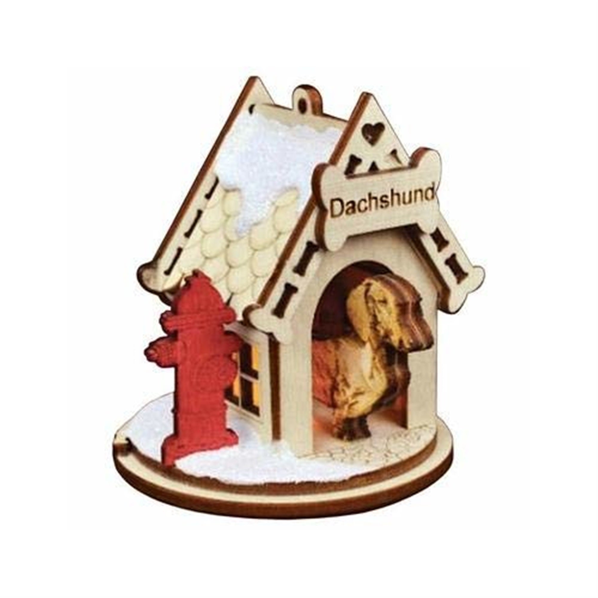 Old World Christmas Ginger Cottages Wooden Ornament for Christmas Tree, Dachshund Doghouse